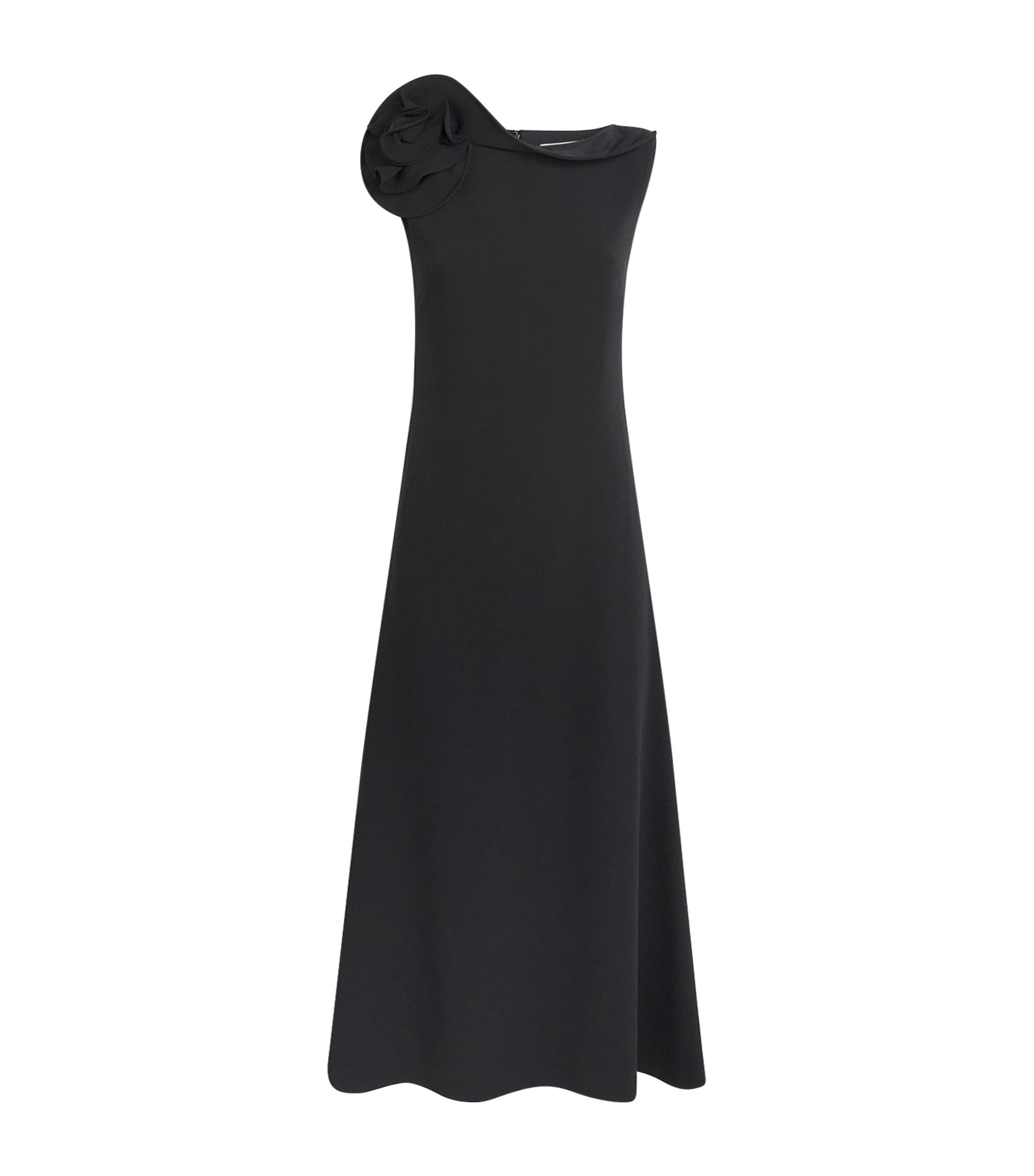 Roland Mouret Womens Rose Appliqué Sleeveless Midi Dress Black