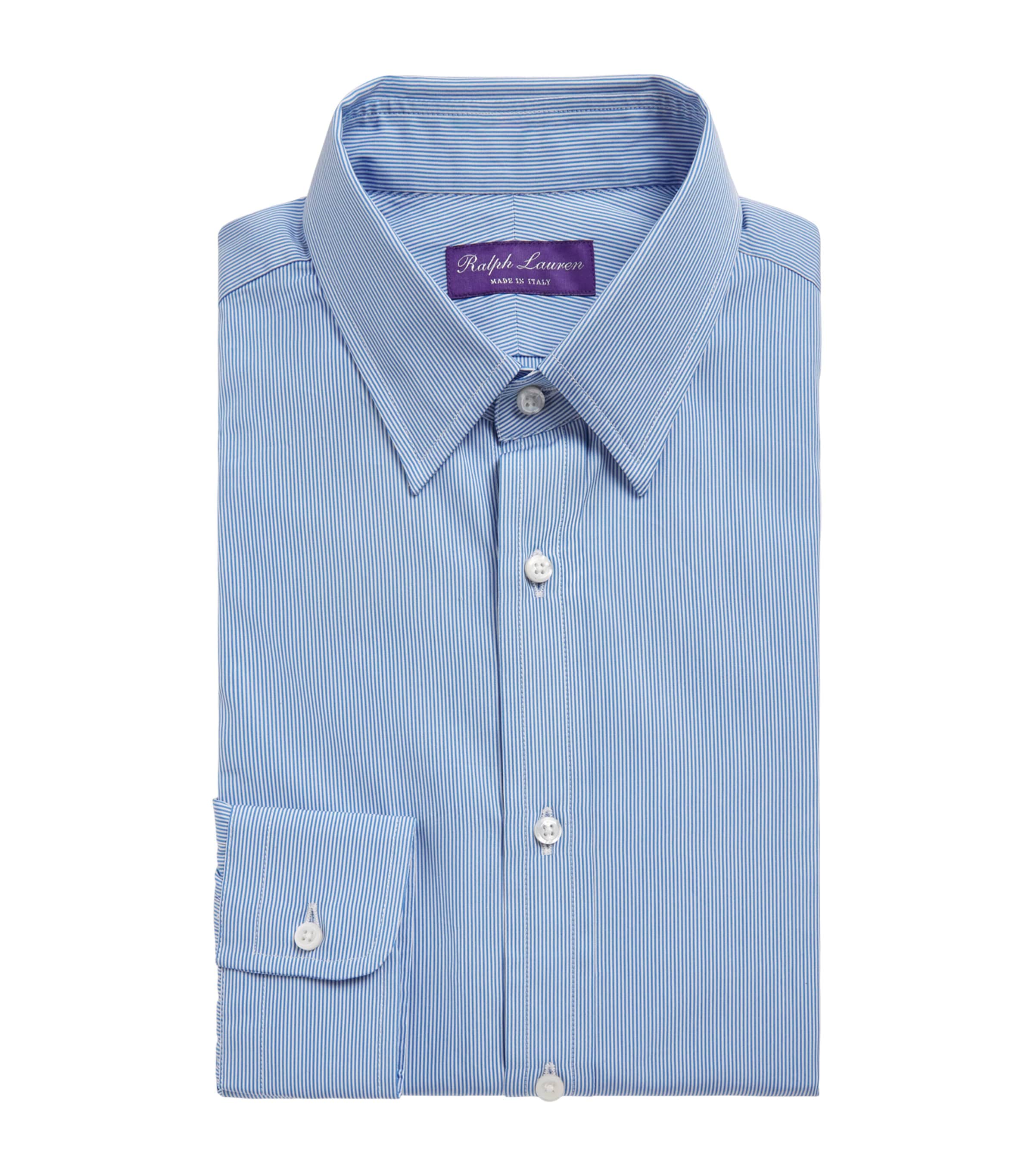 Ralph Lauren Purple Label Mens Cotton Stripe Philip Shirt Blue