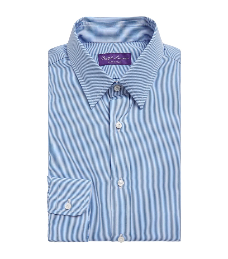 Ralph Lauren Purple Label Mens Cotton Stripe Philip Shirt Blue