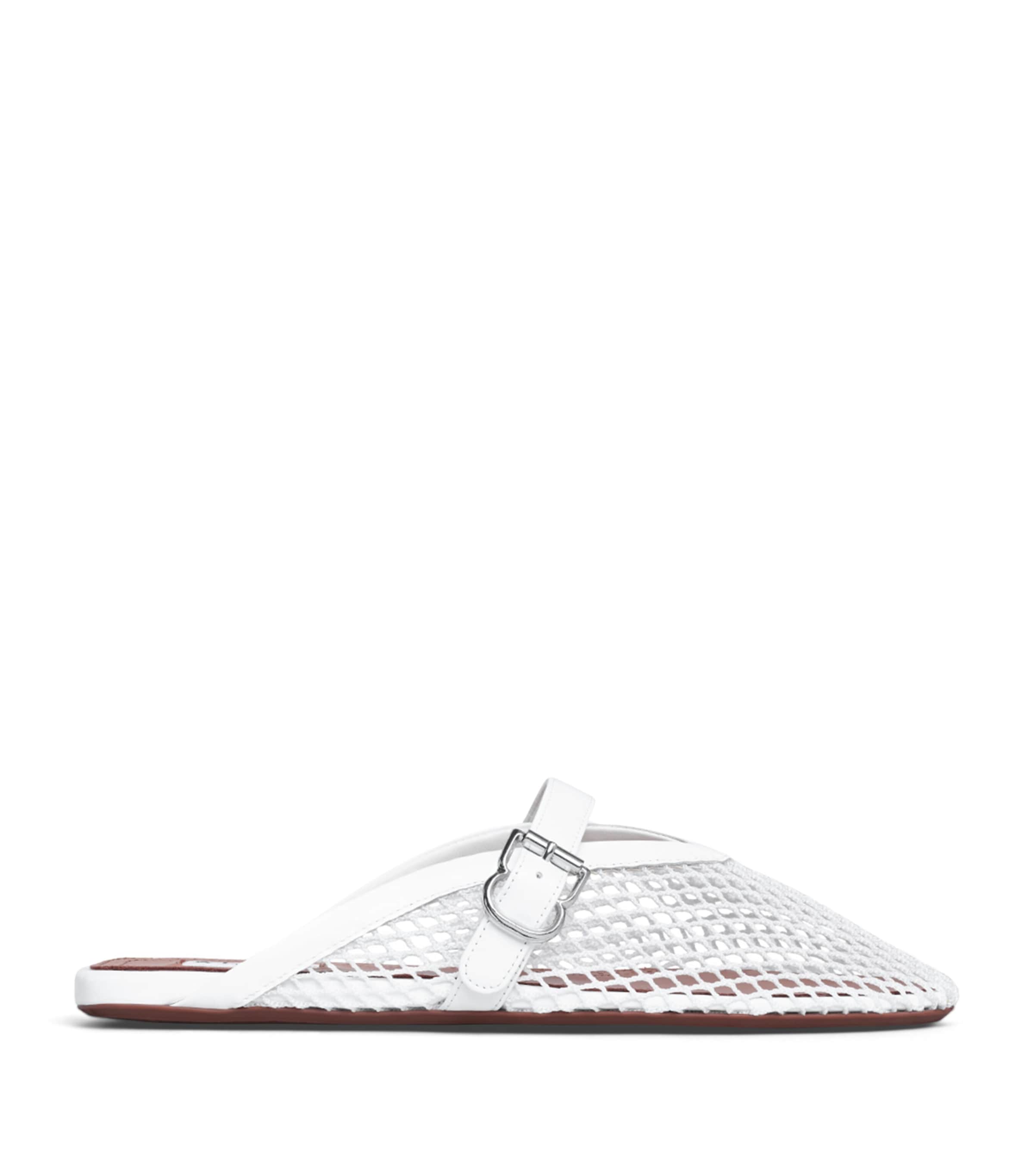 Alaïa Fishnet Mules Optical White