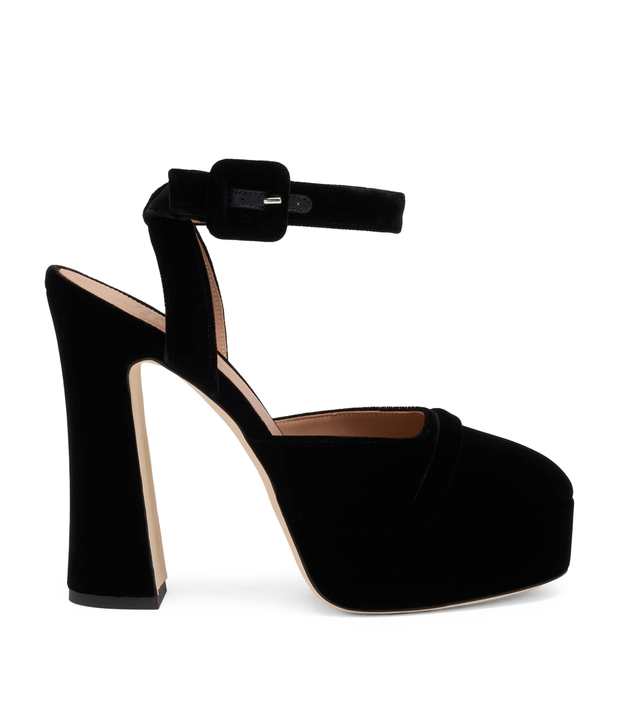 Velvet Mora Buckle Slingback Heels 125