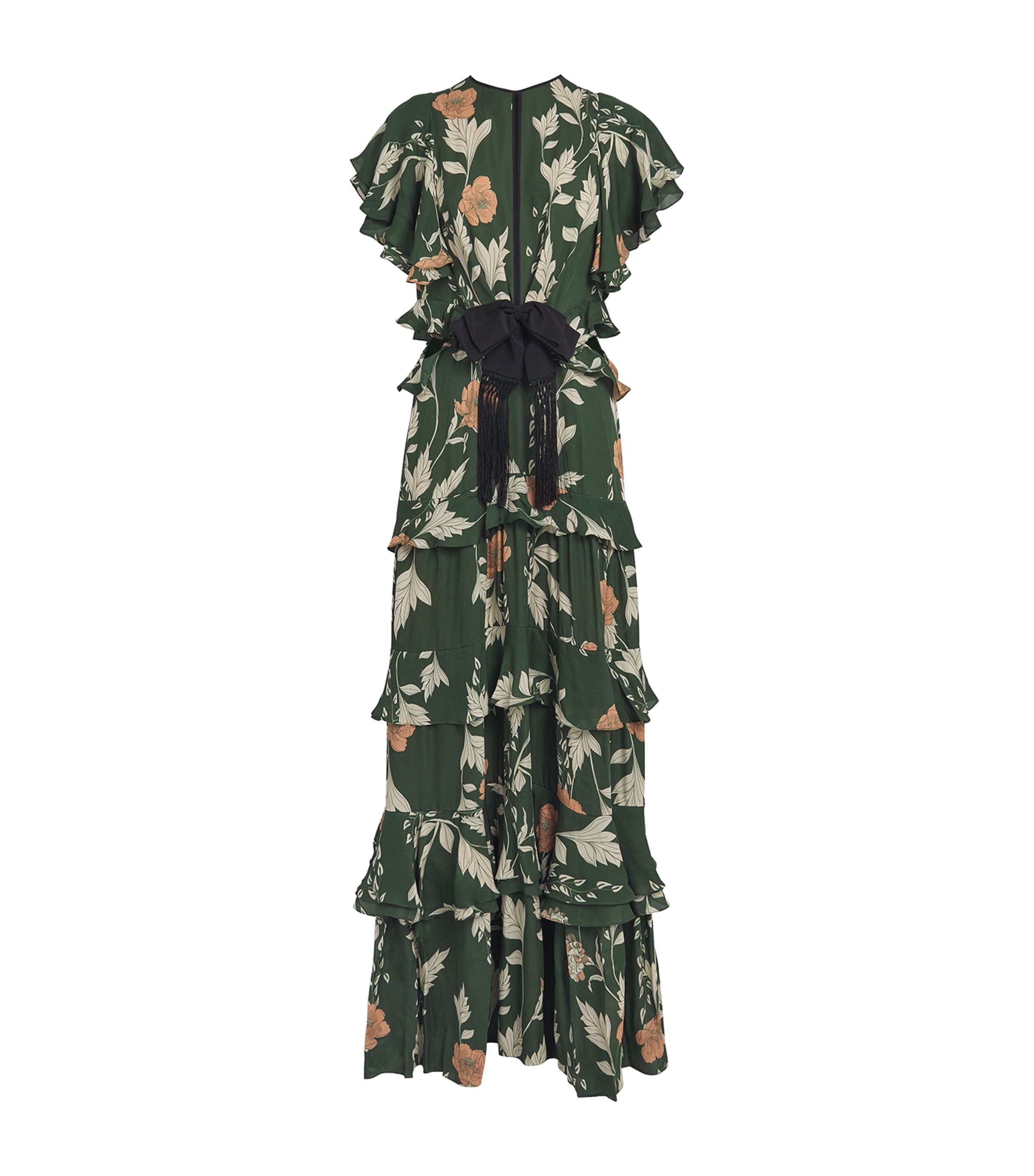 Johanna Ortiz Womens Silk La Vie En Rose Maxi Dress Green/ecru