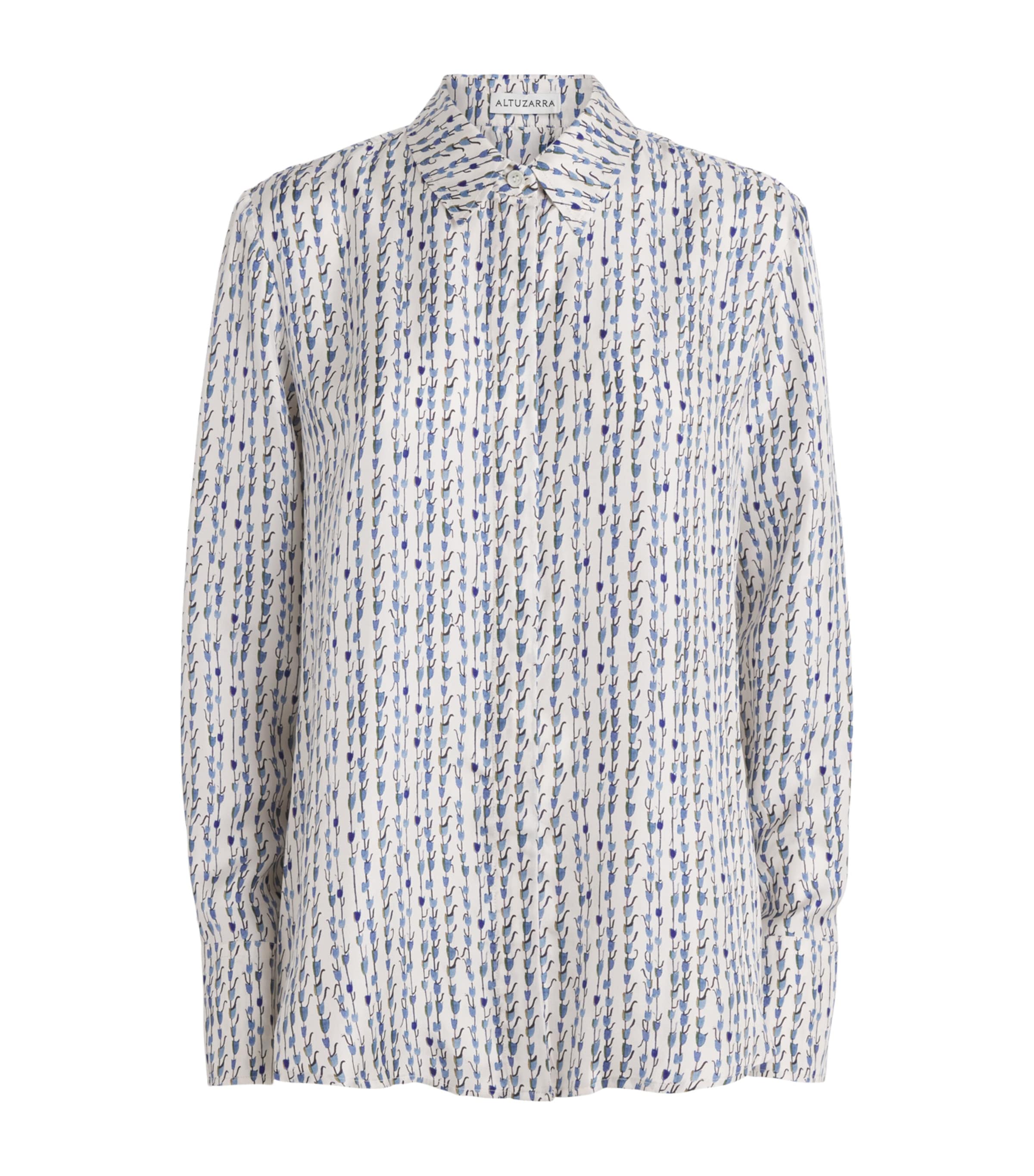 Altuzarra Womens Silk Bluebell Print Chika Shirt Bluebell