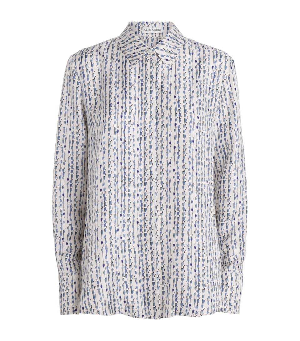 Altuzarra Womens Silk Bluebell Print Chika Shirt Bluebell