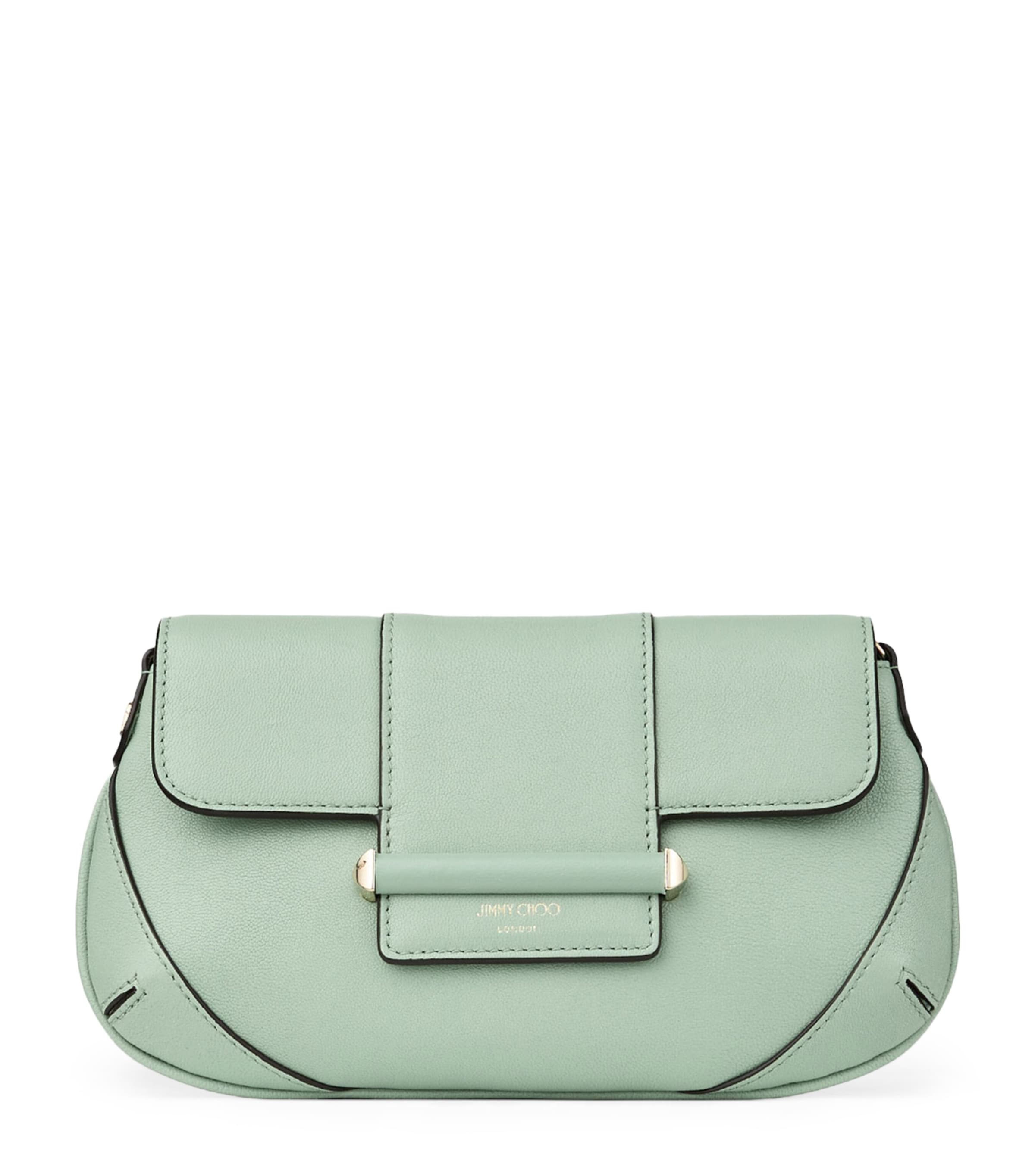 Jimmy Choo Mini Bar Chain Wallet Bag Verde/shiny Gold