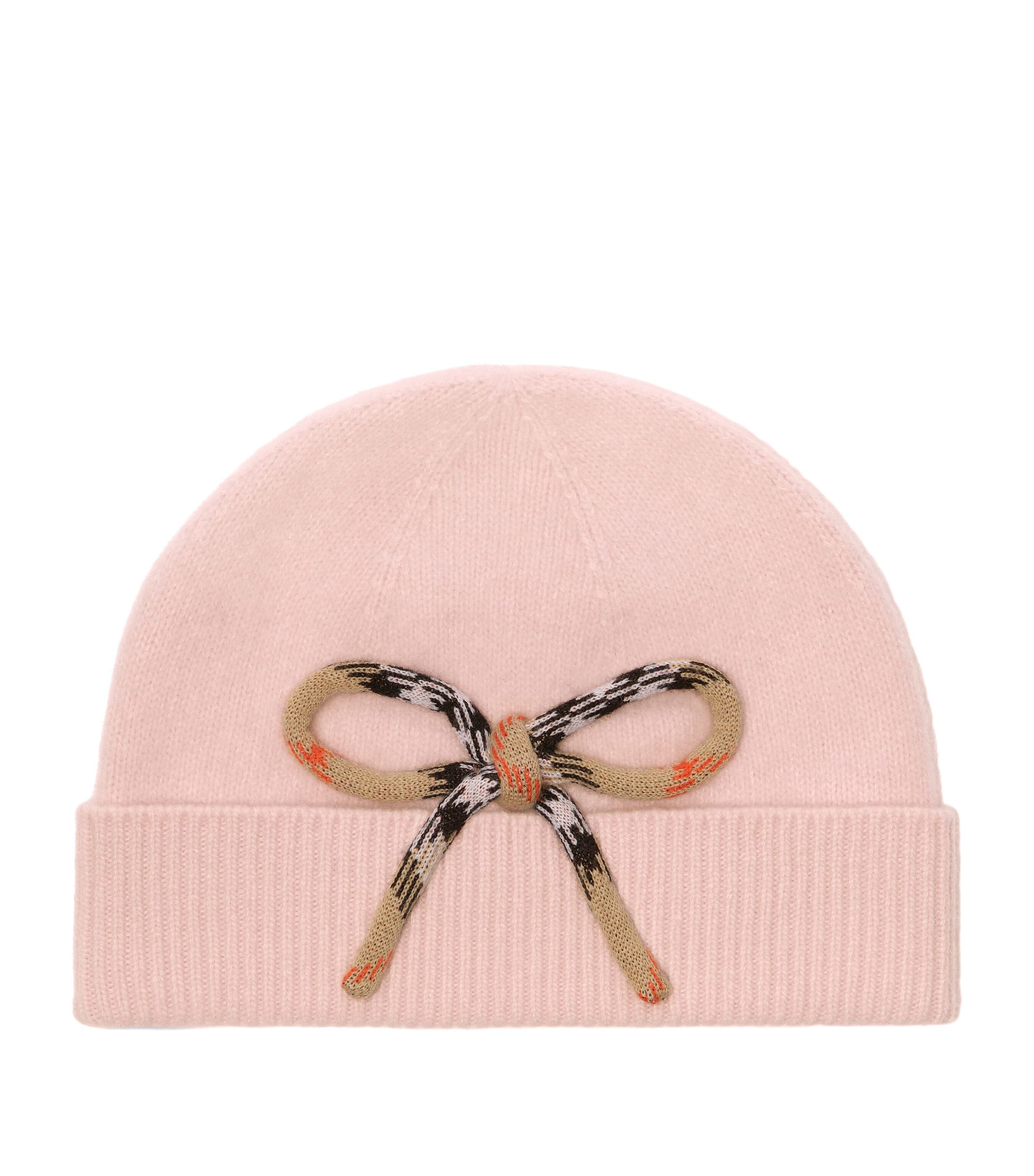 Burberry Kids Wool-Cashmere Bow Beanie Bouquet Pink
