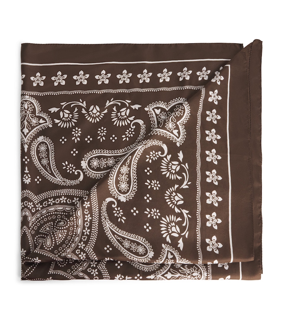 Sandro Paris Silk Printed Bandana Taupe / White