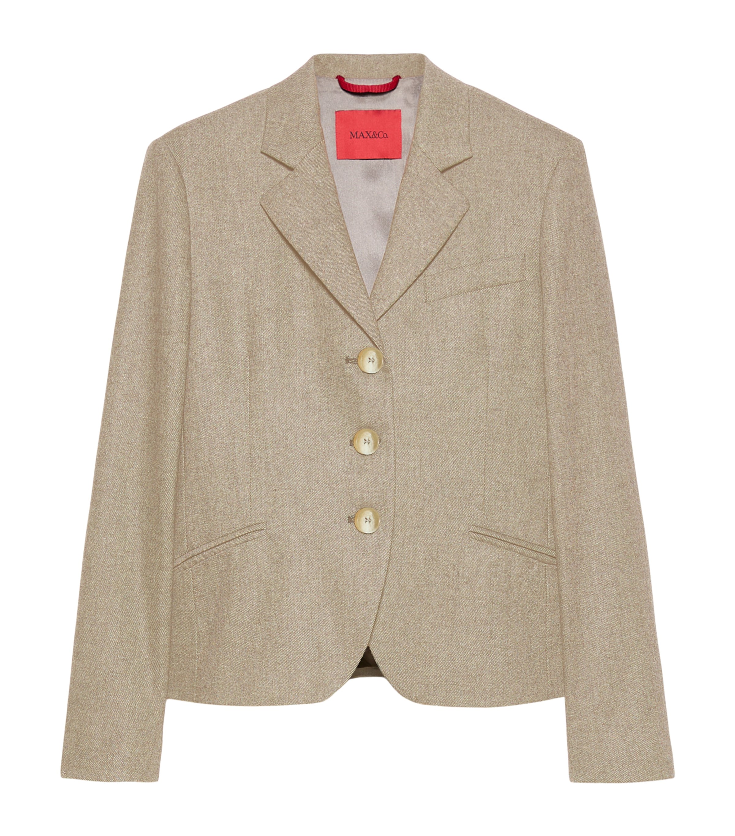 MAX&Co. Womens Button-Up Cropped Jacket Melange Grey