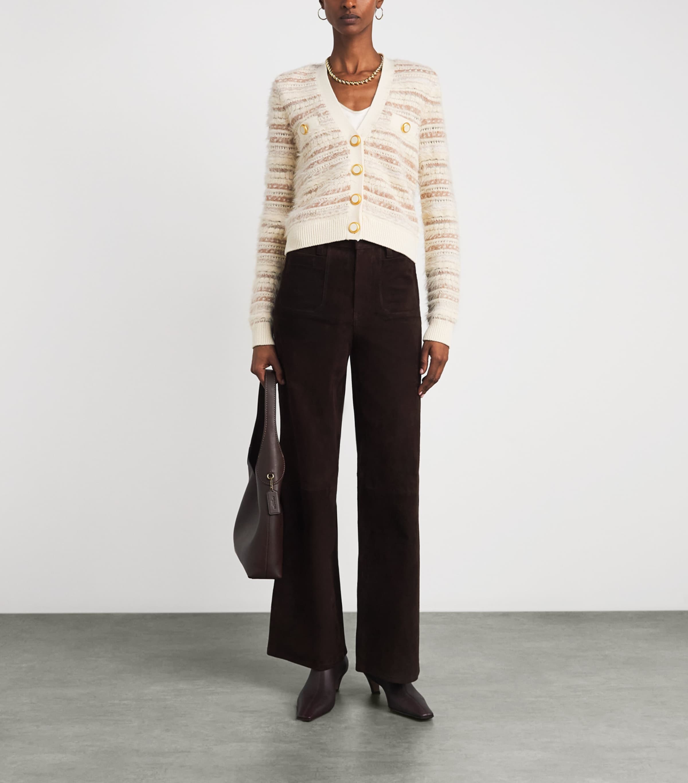 L'Agence Womens Stripe Ariadne Cardigan Ecru/natural Multi