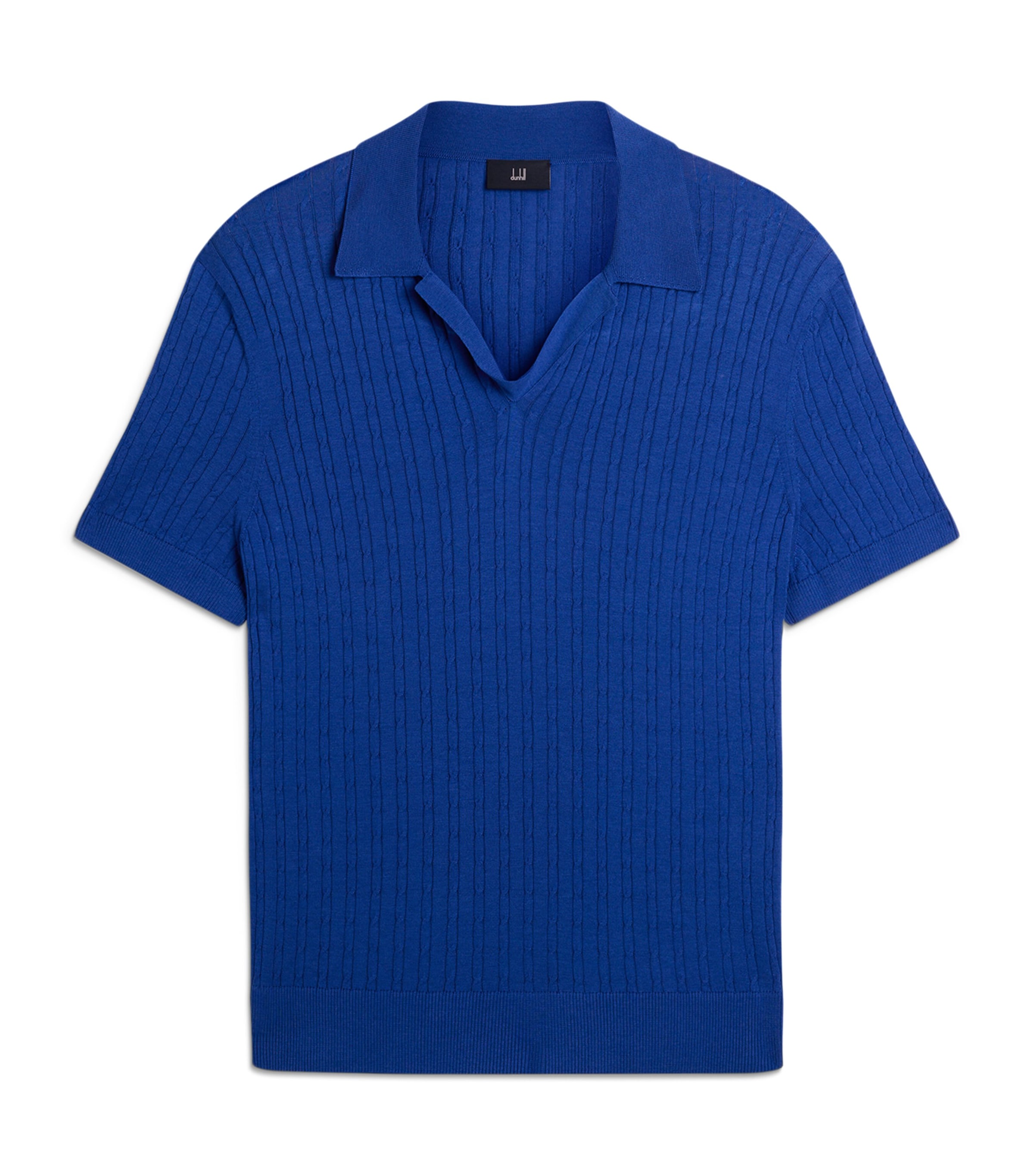 Dunhill Mens Cotton-Mulberry Silk Polo Shirt Blue