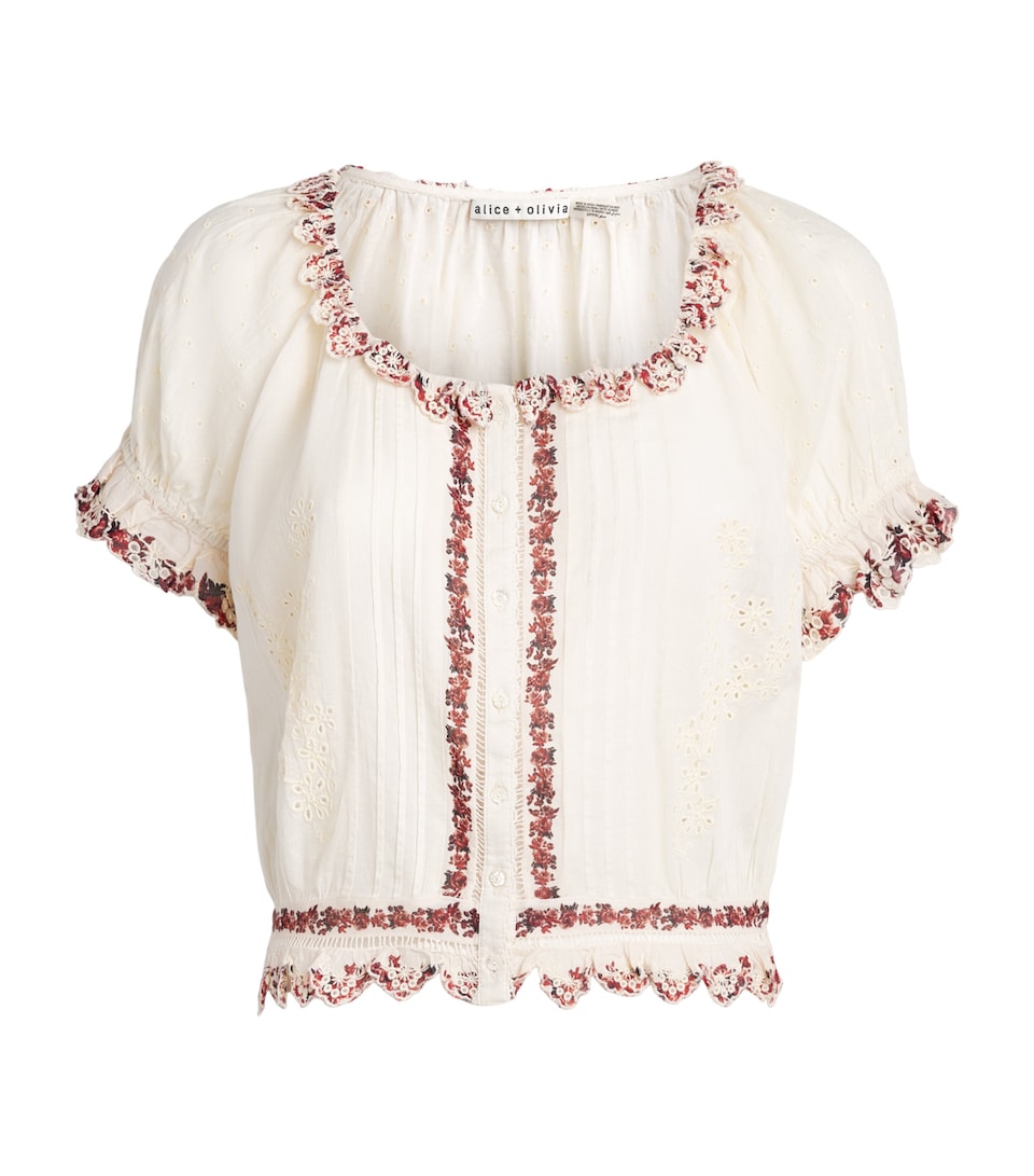 Alice+Olivia Womens Cotton McLaine Blouse Orchard Glow