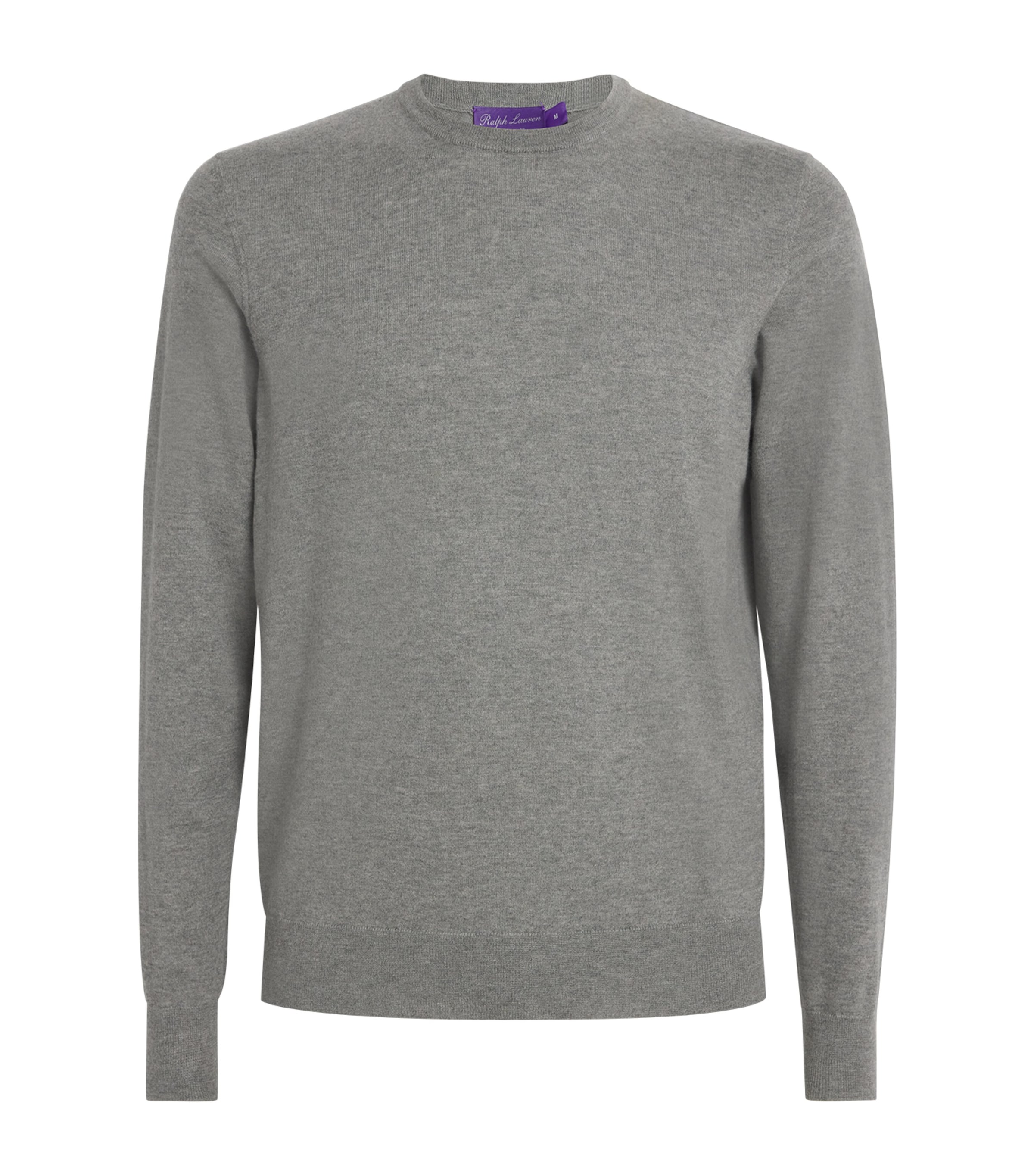 Ralph Lauren Purple Label Mens Cashmere Crew-Neck Sweater Cls Lt Grey Heather