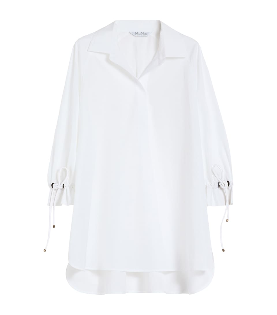 Max Mara Womens Cotton Poplin Drawstring Blouse Optical White
