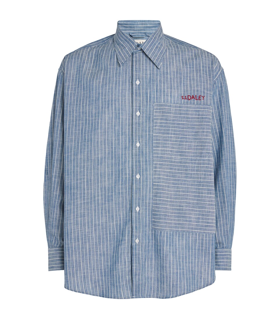 Cotton Stripe Embroidered Shirt
