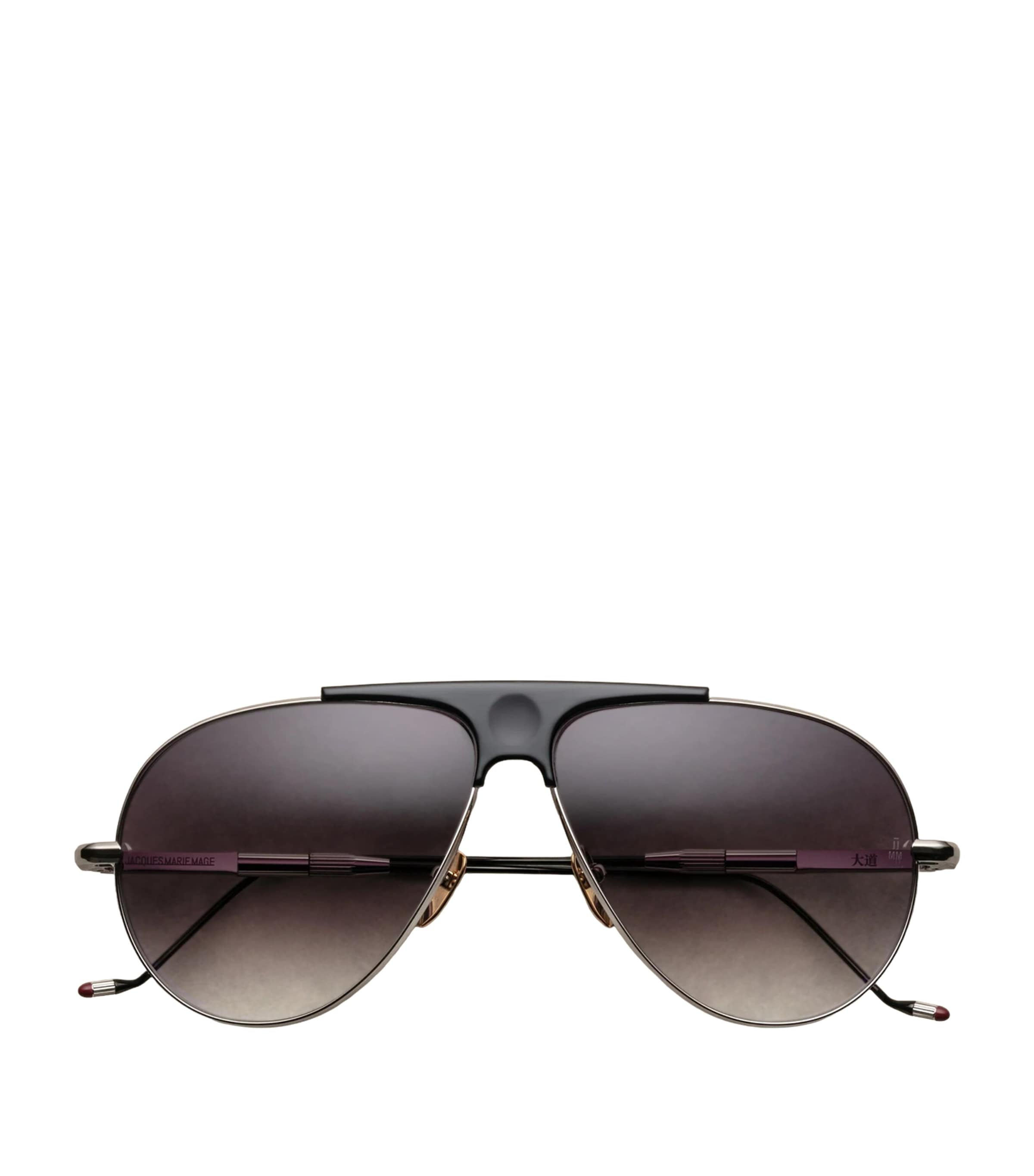 Jacques Marie Mage Titanium Daido Aviator Sunglasses Silver