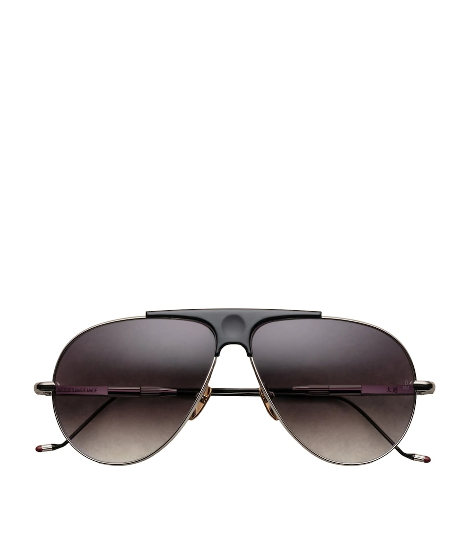 Jacques Marie Mage Titanium Daido Aviator Sunglasses Silver