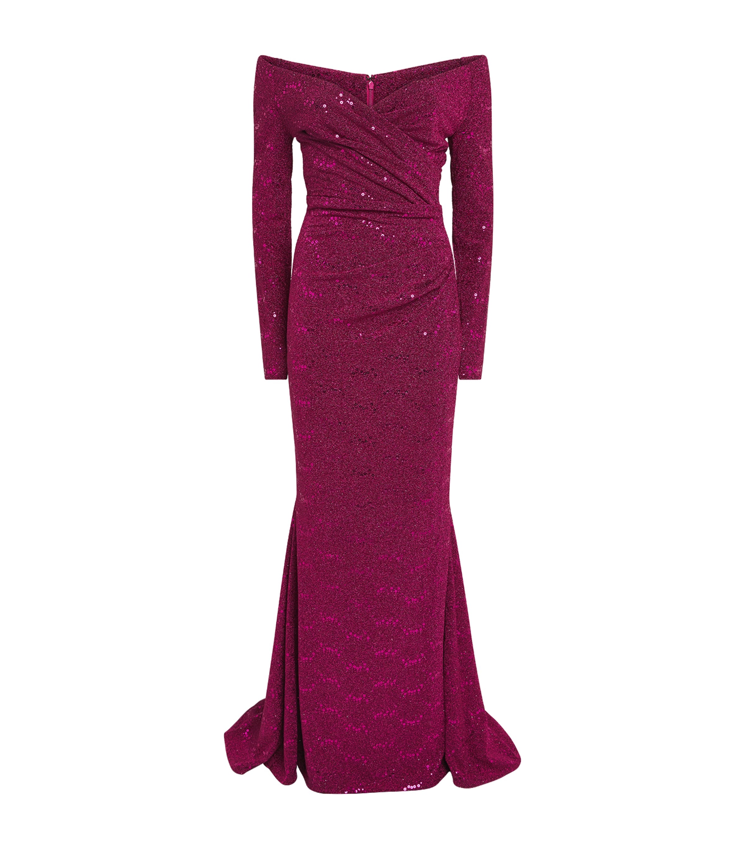 Talbot Runhof Womens Embellished Stardust Gown Cranberry