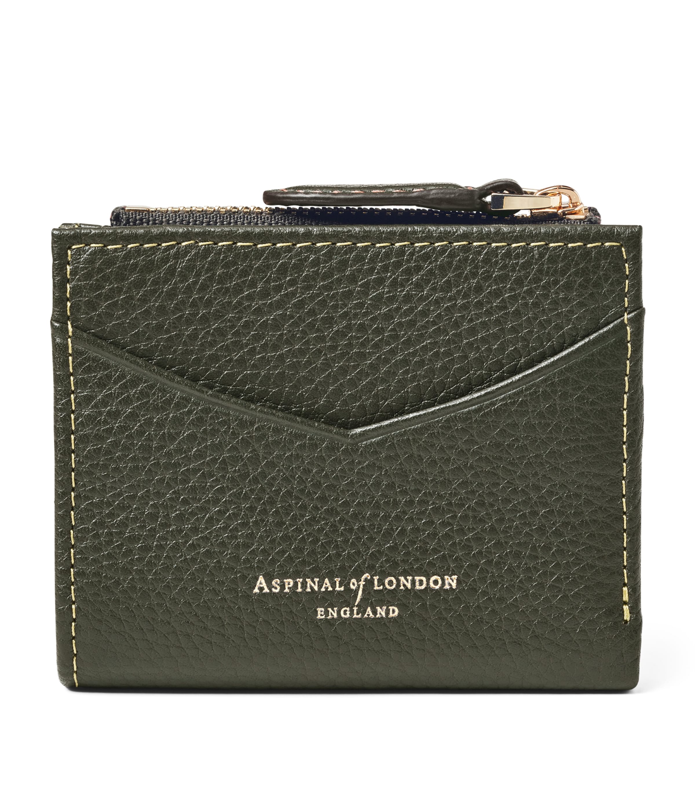 Aspinal Of London Leather Hudson Coin and Card Holder Green