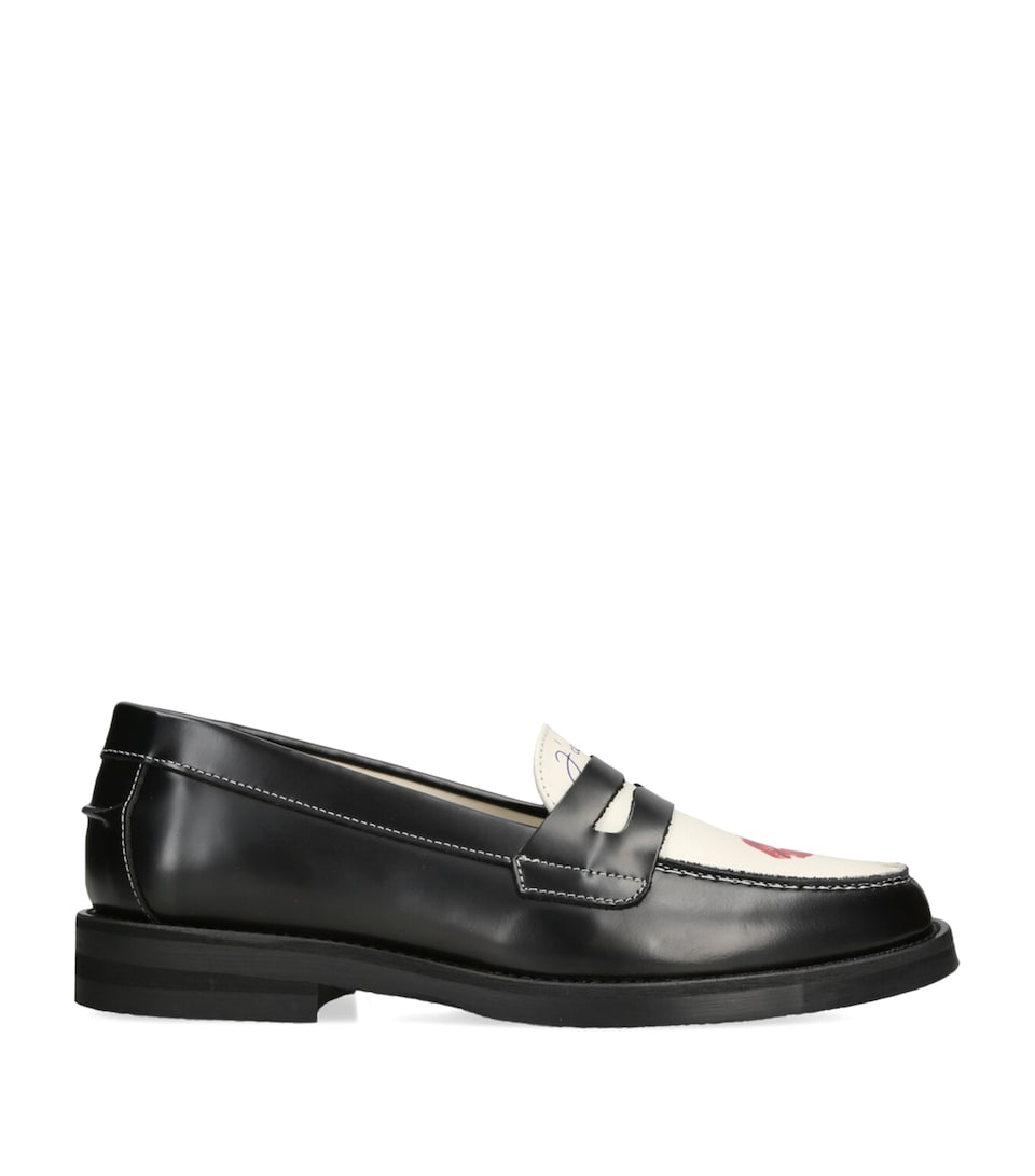 DUKE & DEXTER Leather Kiss Wilde Penny Loafers Blk/white