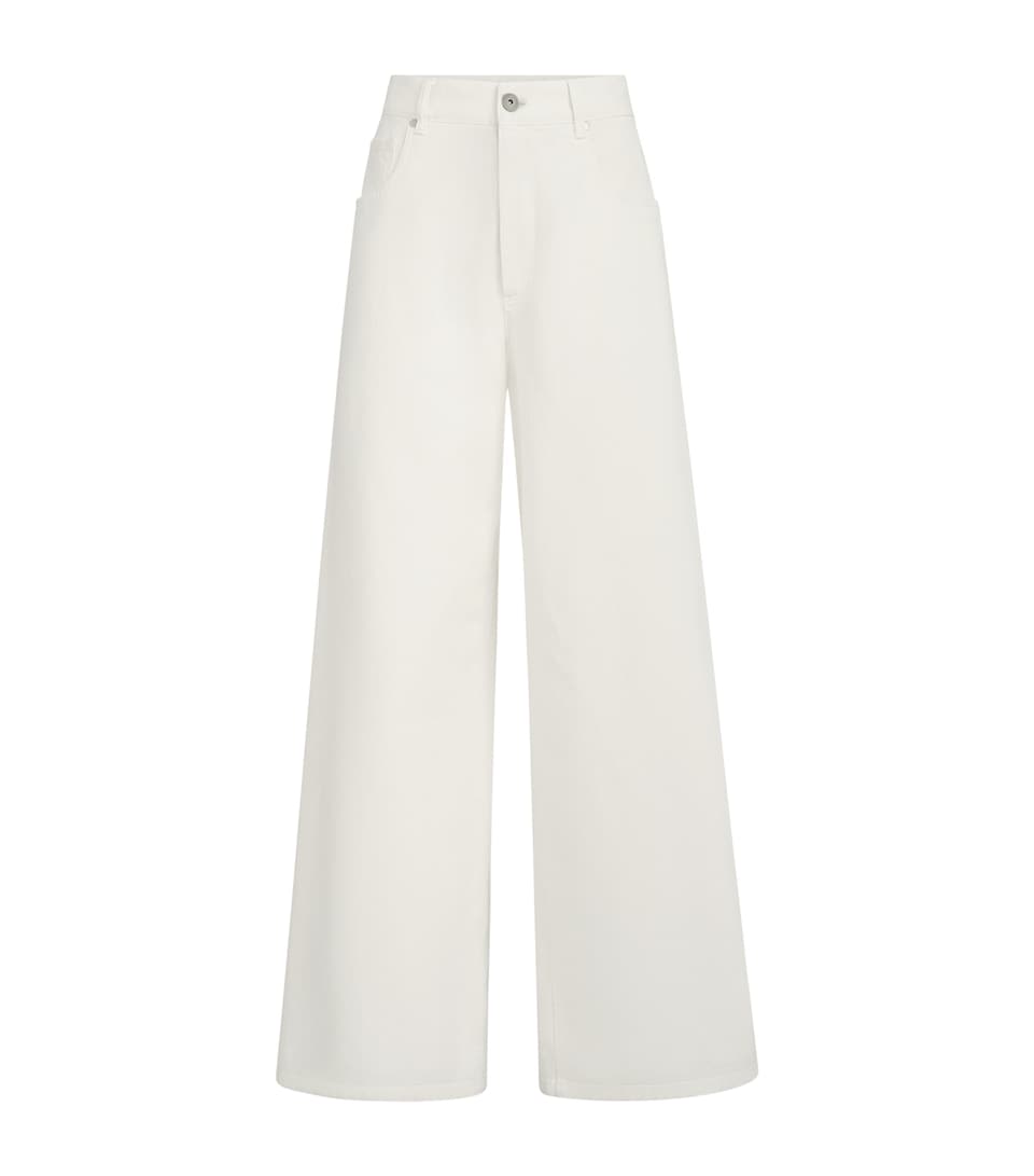 Brunello Cucinelli Womens Denim Wide-Leg Trousers