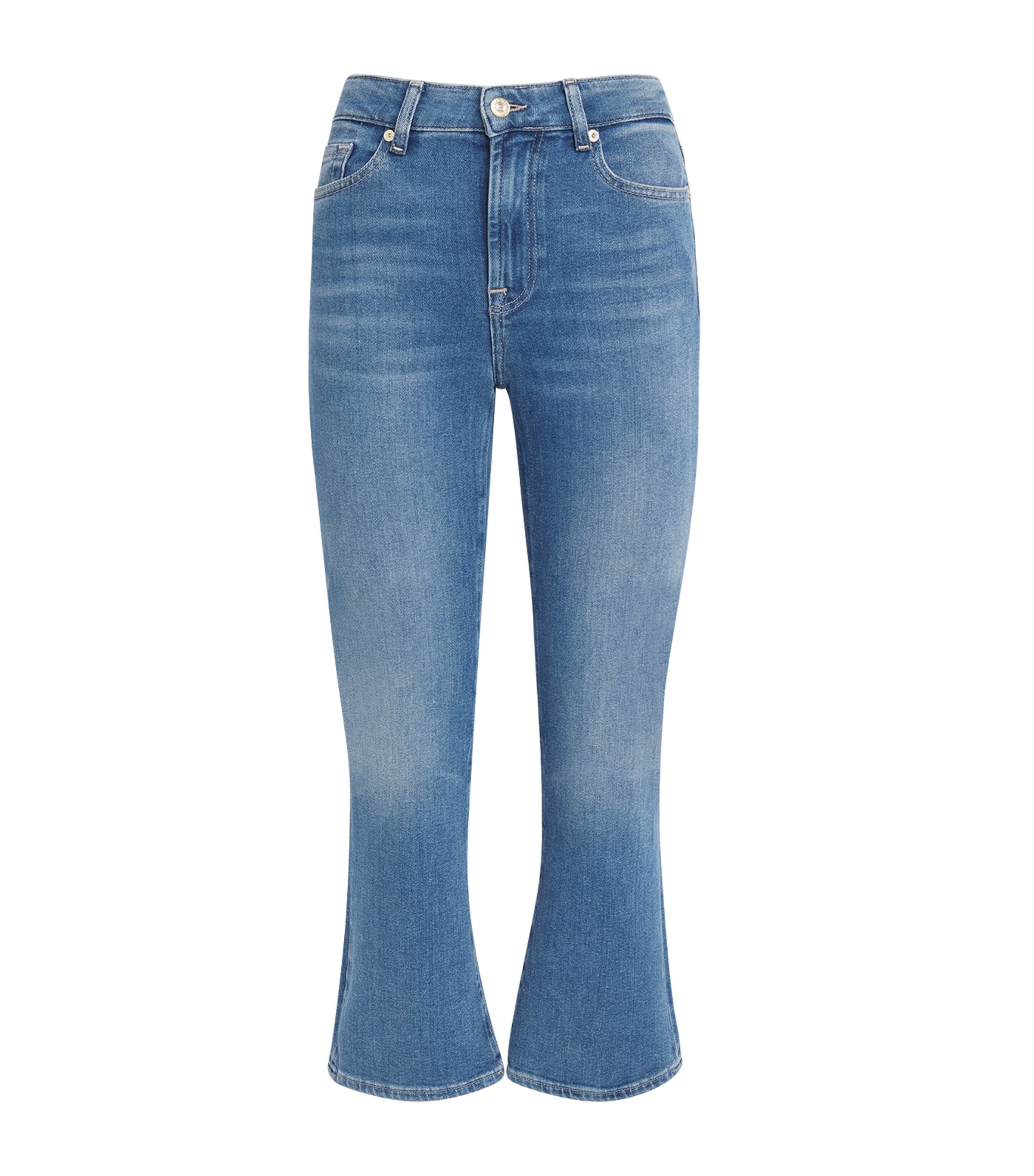 7 For All Mankind Womens The Leggy Bootcut Crop Jeans Coastline