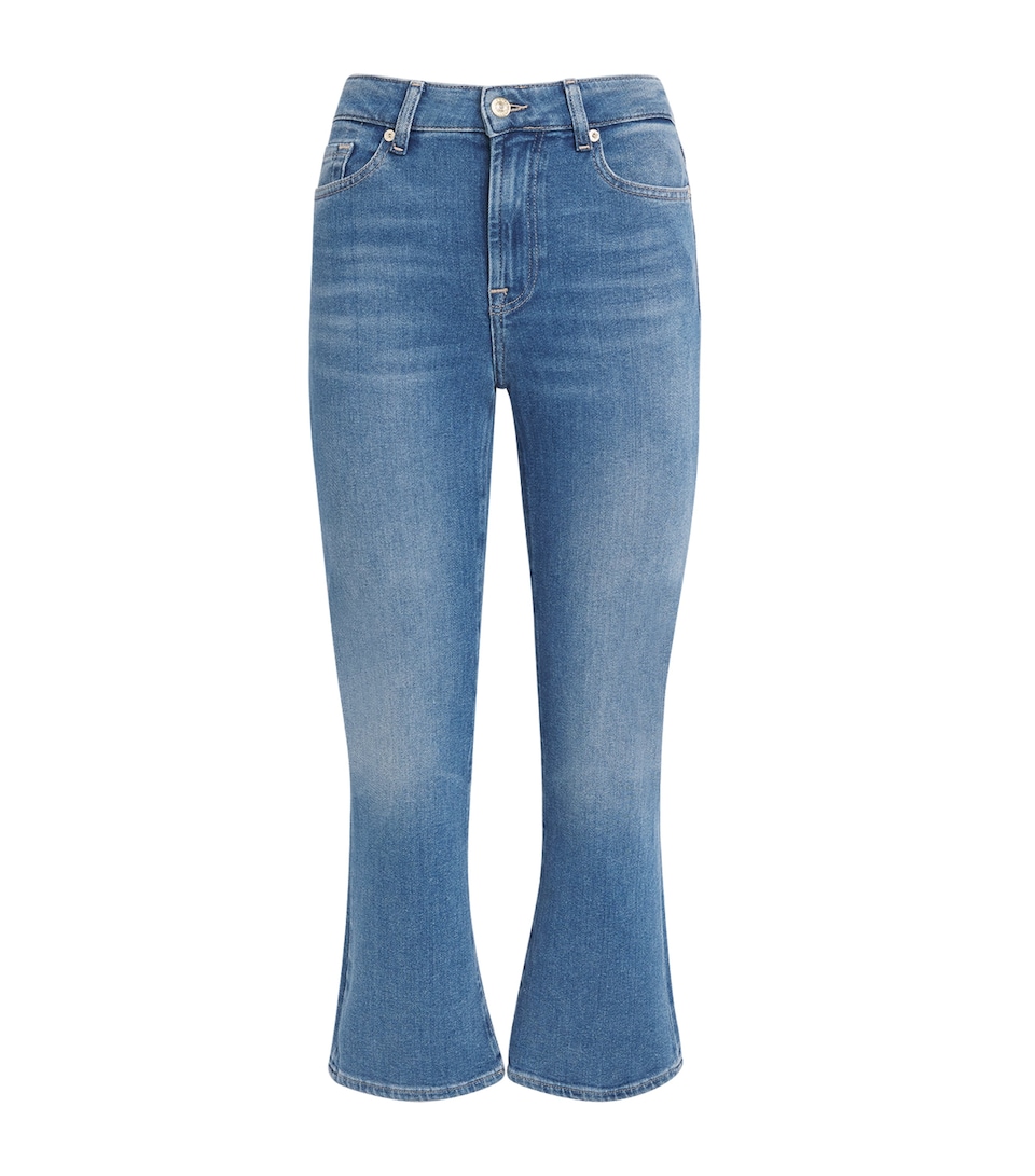 7 For All Mankind Womens The Leggy Bootcut Crop Jeans Coastline