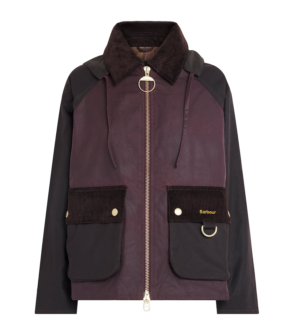 Barbour Womens Hooded Carville Wax Jacket Rustic/bordeau/muted
