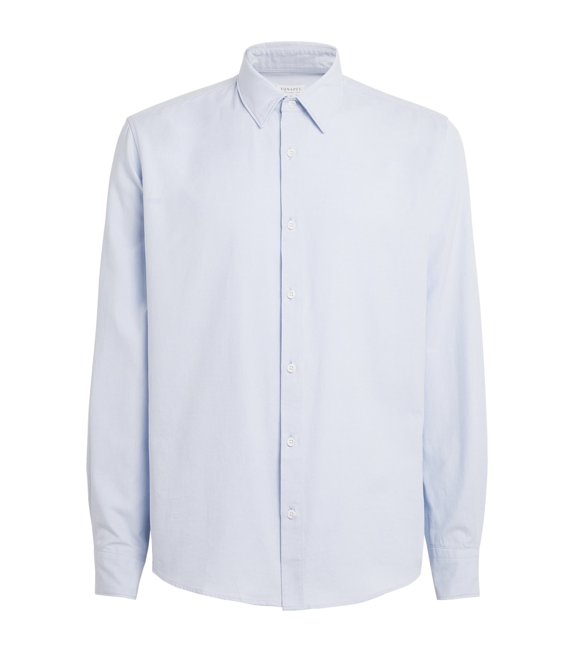 Sunspel Mens Cotton Oxford Shirt Light Blue Oxfo
