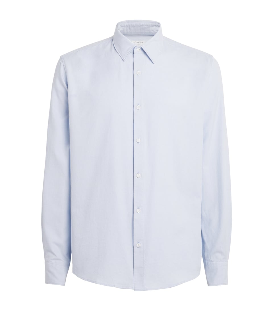 Sunspel Mens Cotton Oxford Shirt Light Blue Oxfo