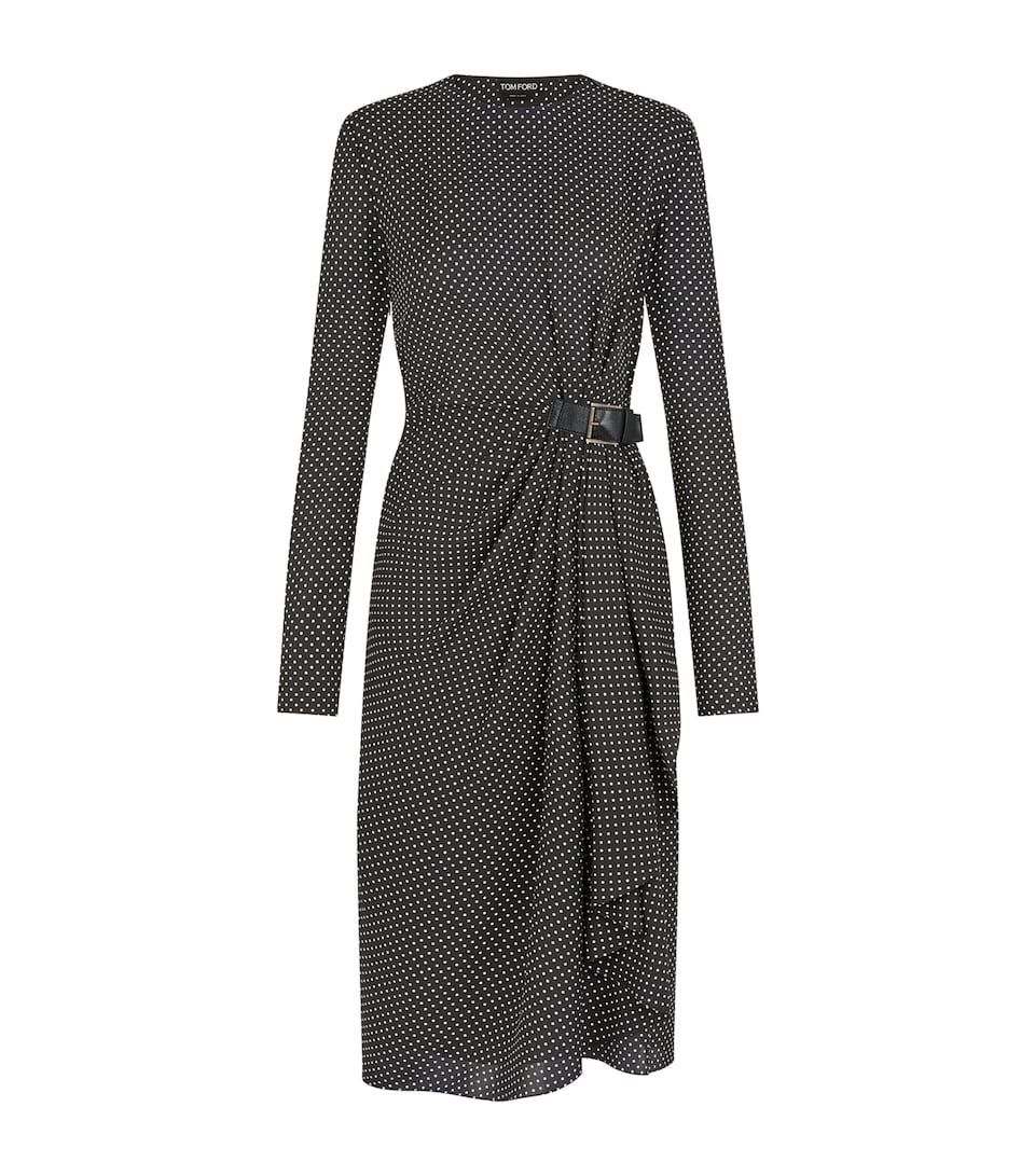 TOM FORD Womens Silk Polka Dot Midi Dress Nwg
