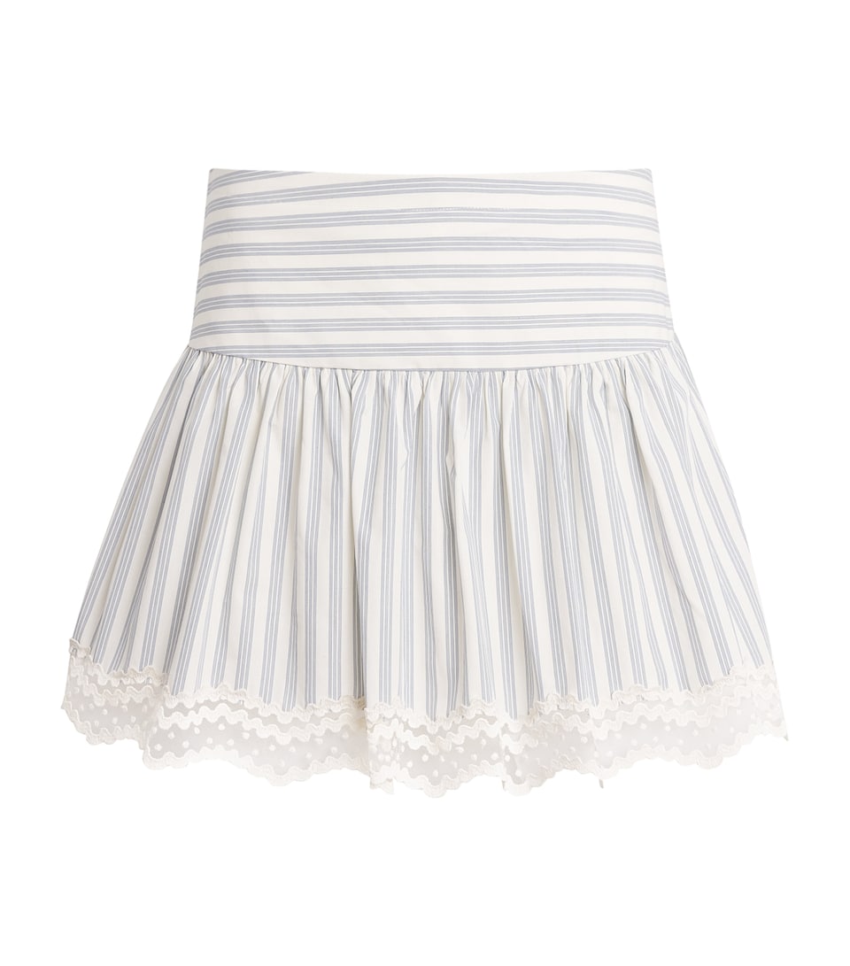 Sandro Paris Womens Cotton Stripe Mini Skort Ecru / Bleu