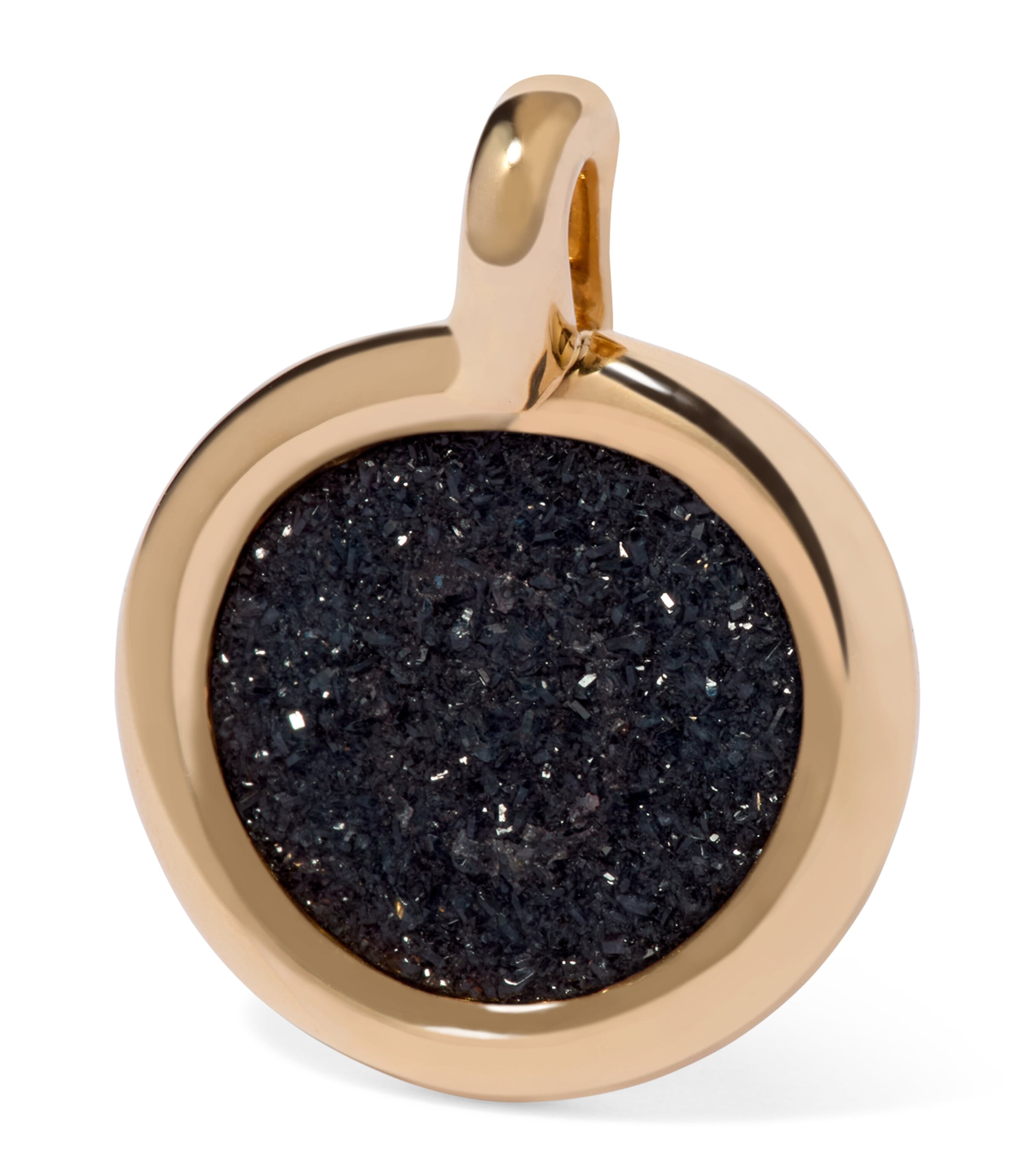 Yellow Gold and Drusy Black Onyx Sweetie Pendant Charm