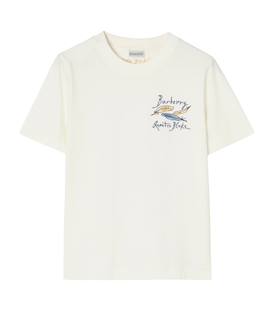 Burberry Womens Cotton Feather Print Shirt Chalk