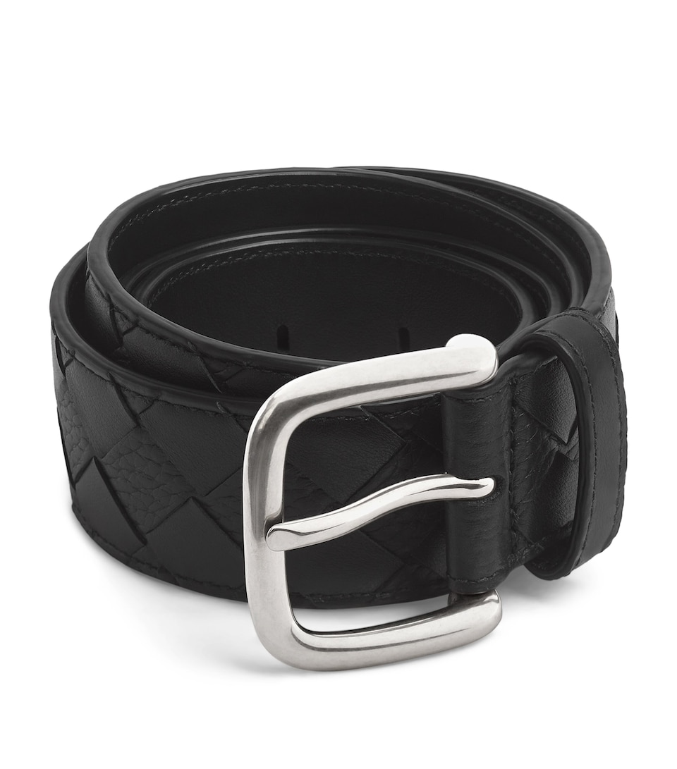 Grained Leather Intrecciato Belt