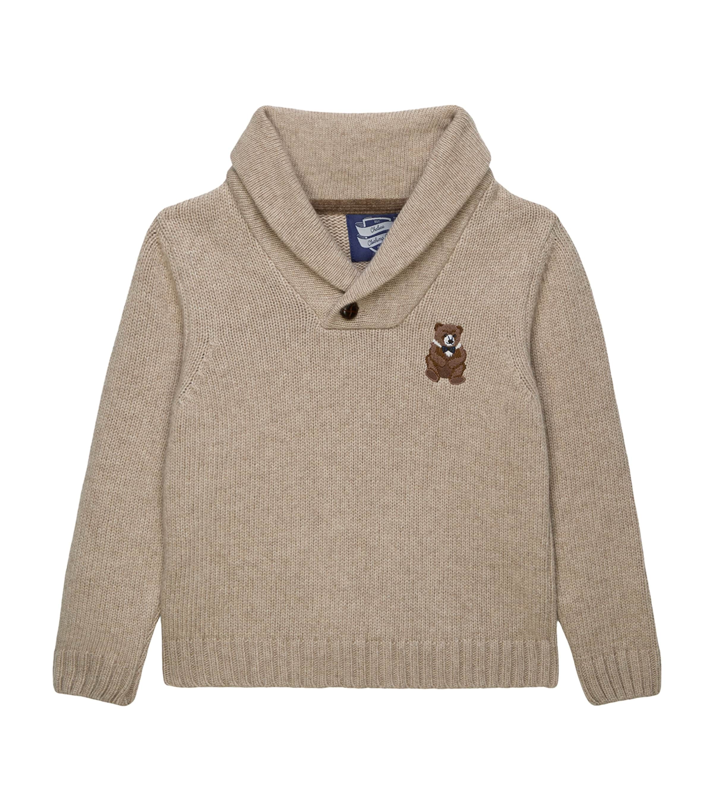 Trotters Wool-Cashmere-Blend Timothy Teddy Sweater (6-11 Years) Oatmeal