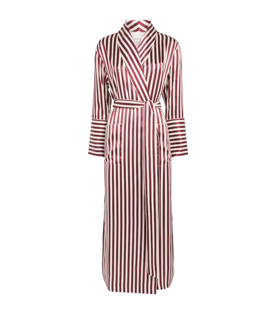 Olivia von Halle Womens Silk Capability Stripe Robe Soren