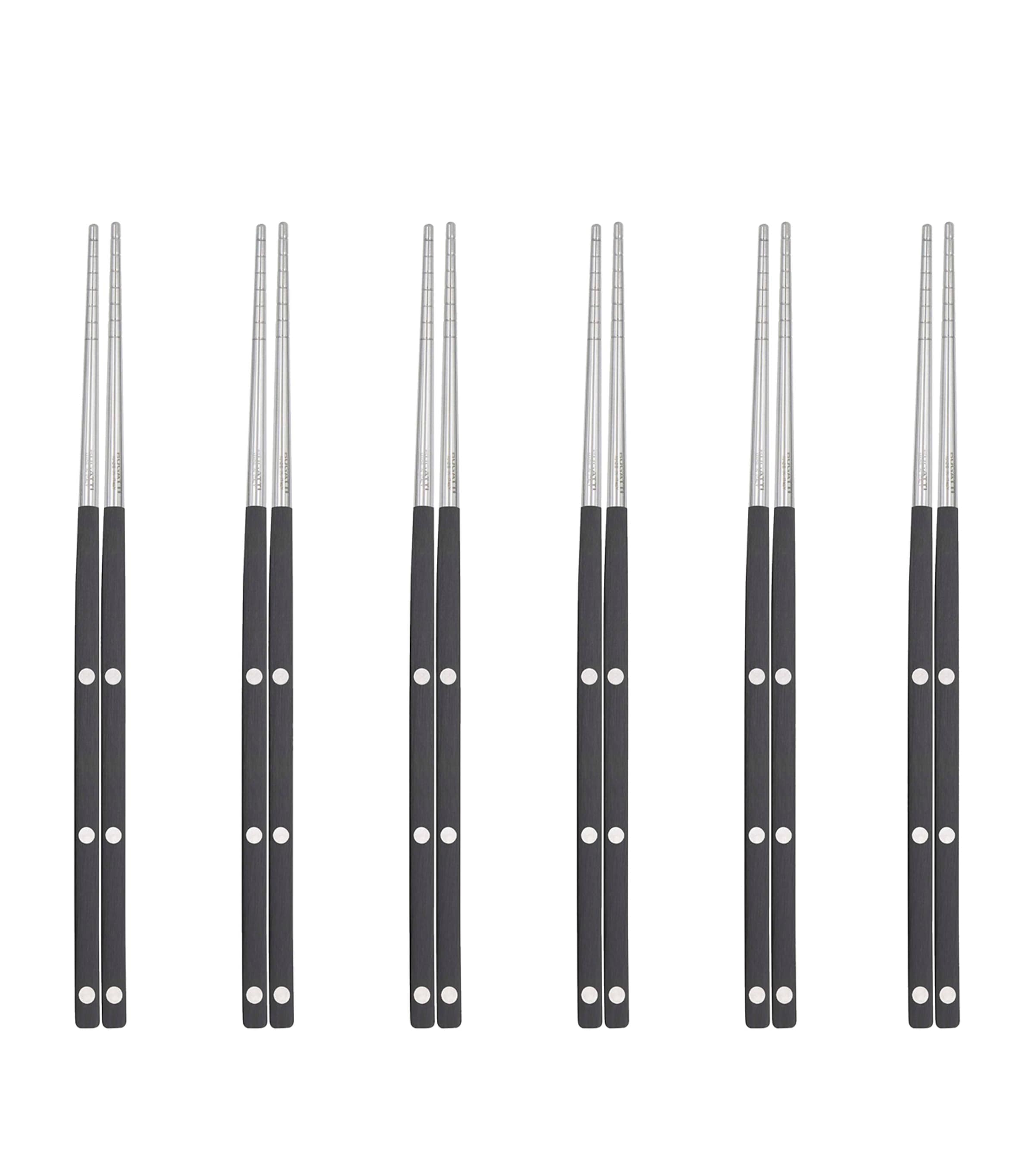 Bugatti Set of 6 Stainless Steel Allegra Chopsticks Black