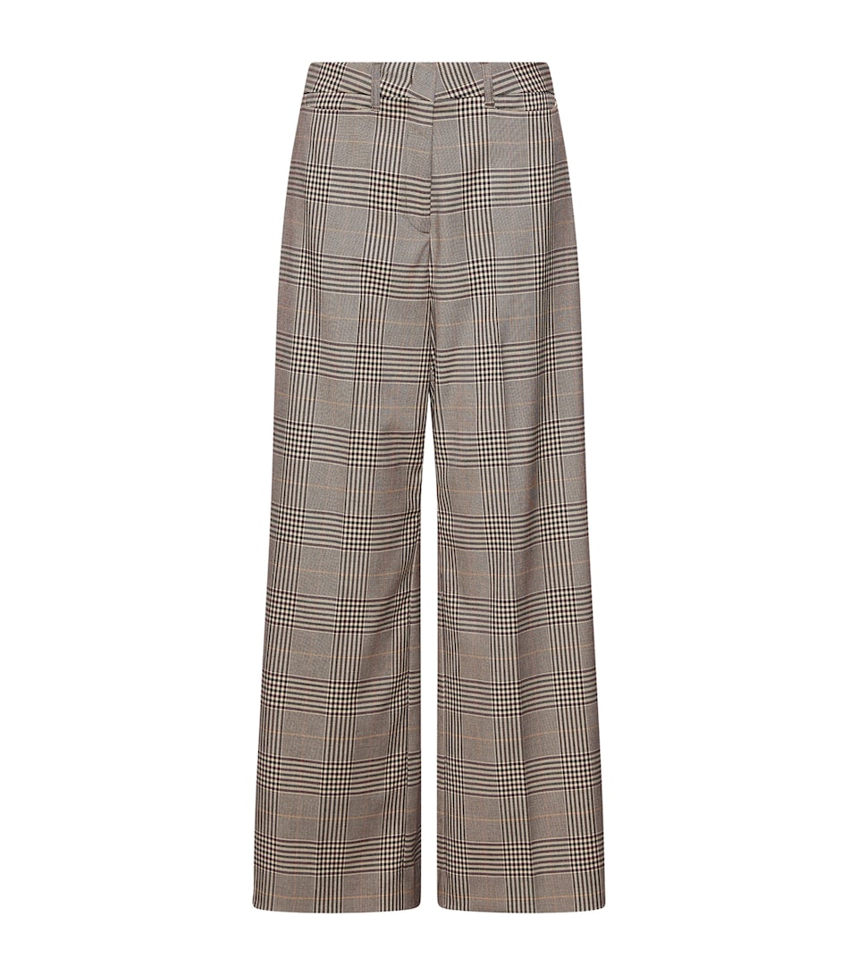 Marella Womens Check Relaxed Trousers Chocolate