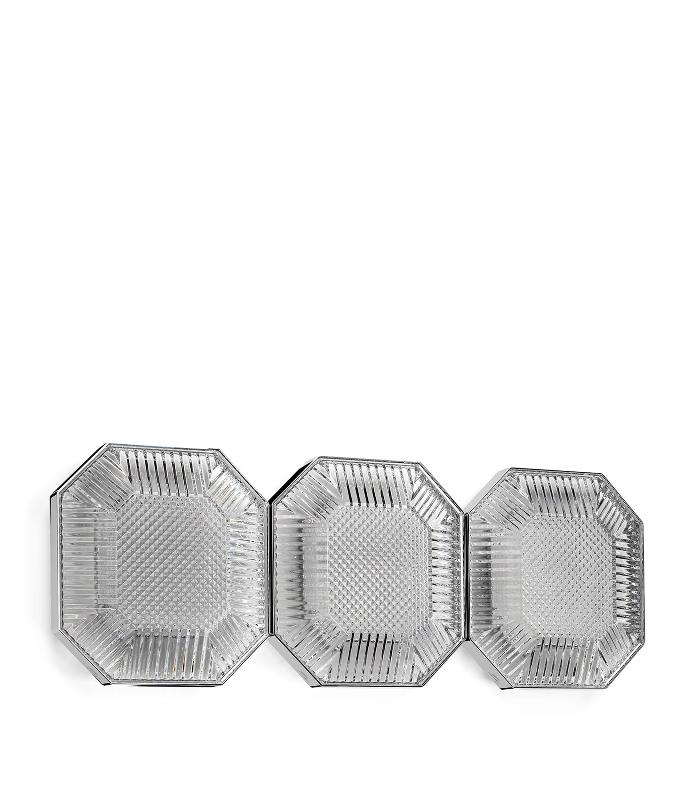 Baccarat Crystal 3-Light Octogone Wall Lamp Clear