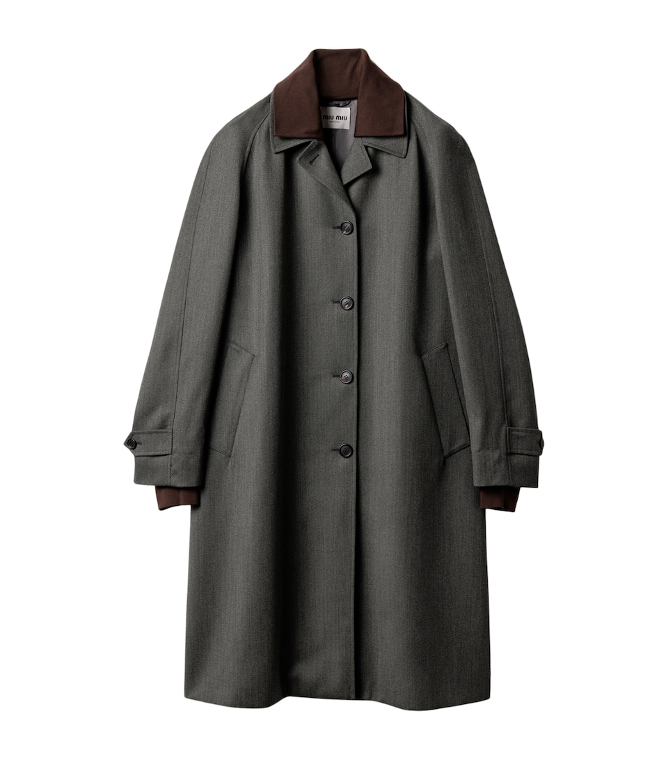 Wool Contrast-Collar Coat