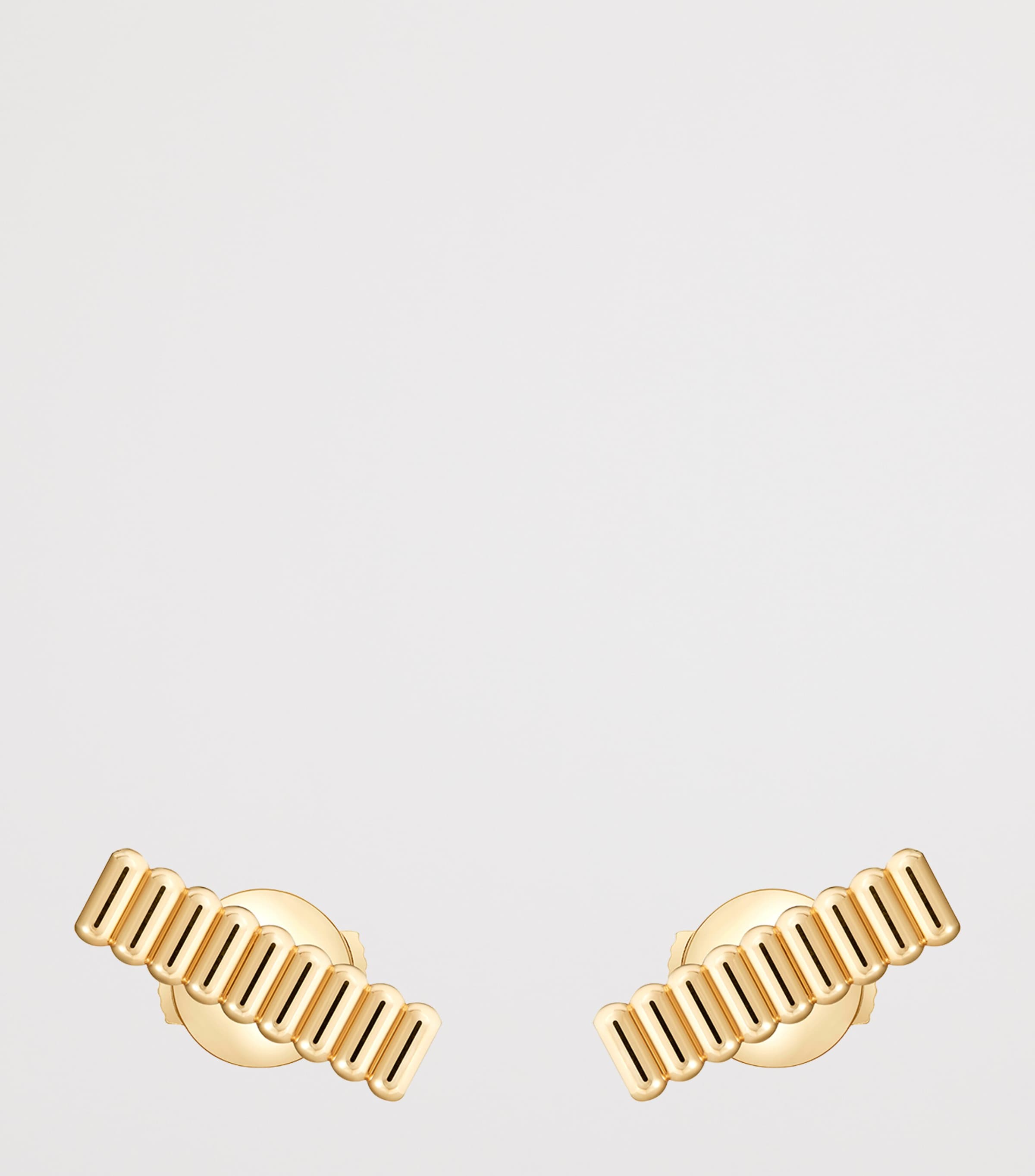 Yellow Gold Quatre Grosgrain Stud Earrings