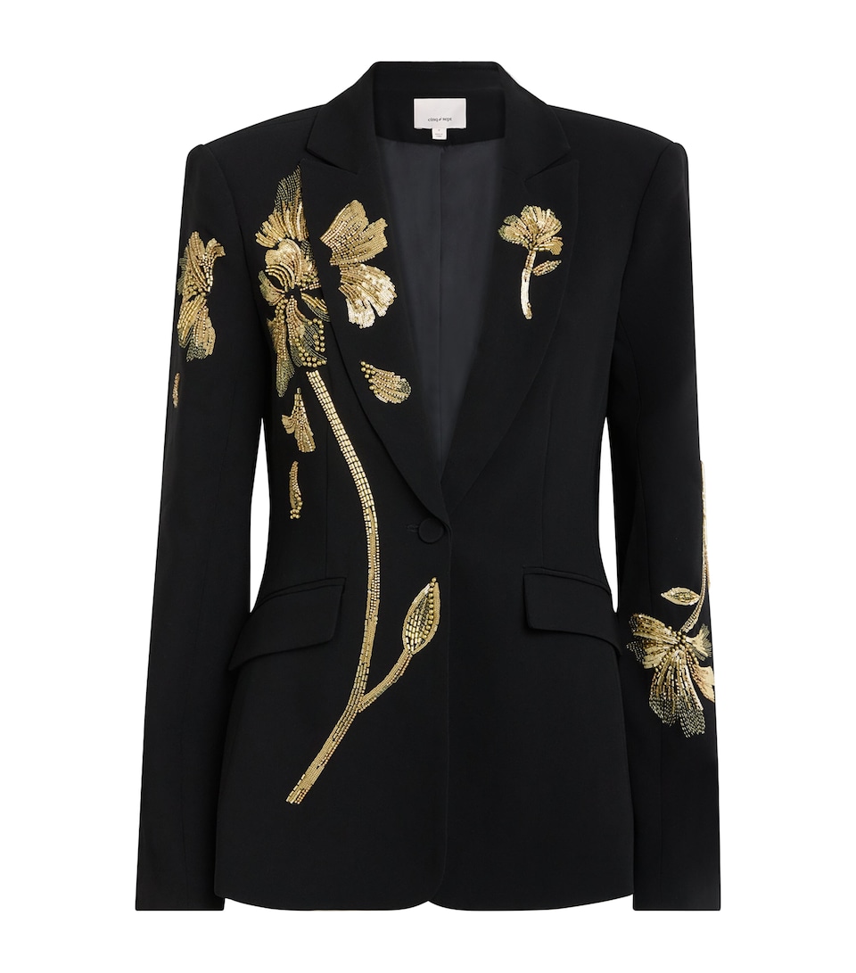 Cinq A Sept Womens Gilded Peony Cheyenne Blazer Black/gold