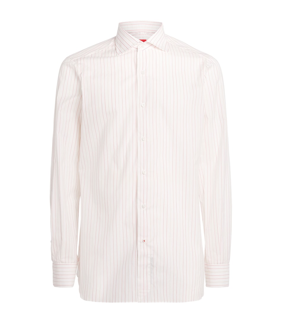 Isaia Mens Cotton Stripe Mix Shirt