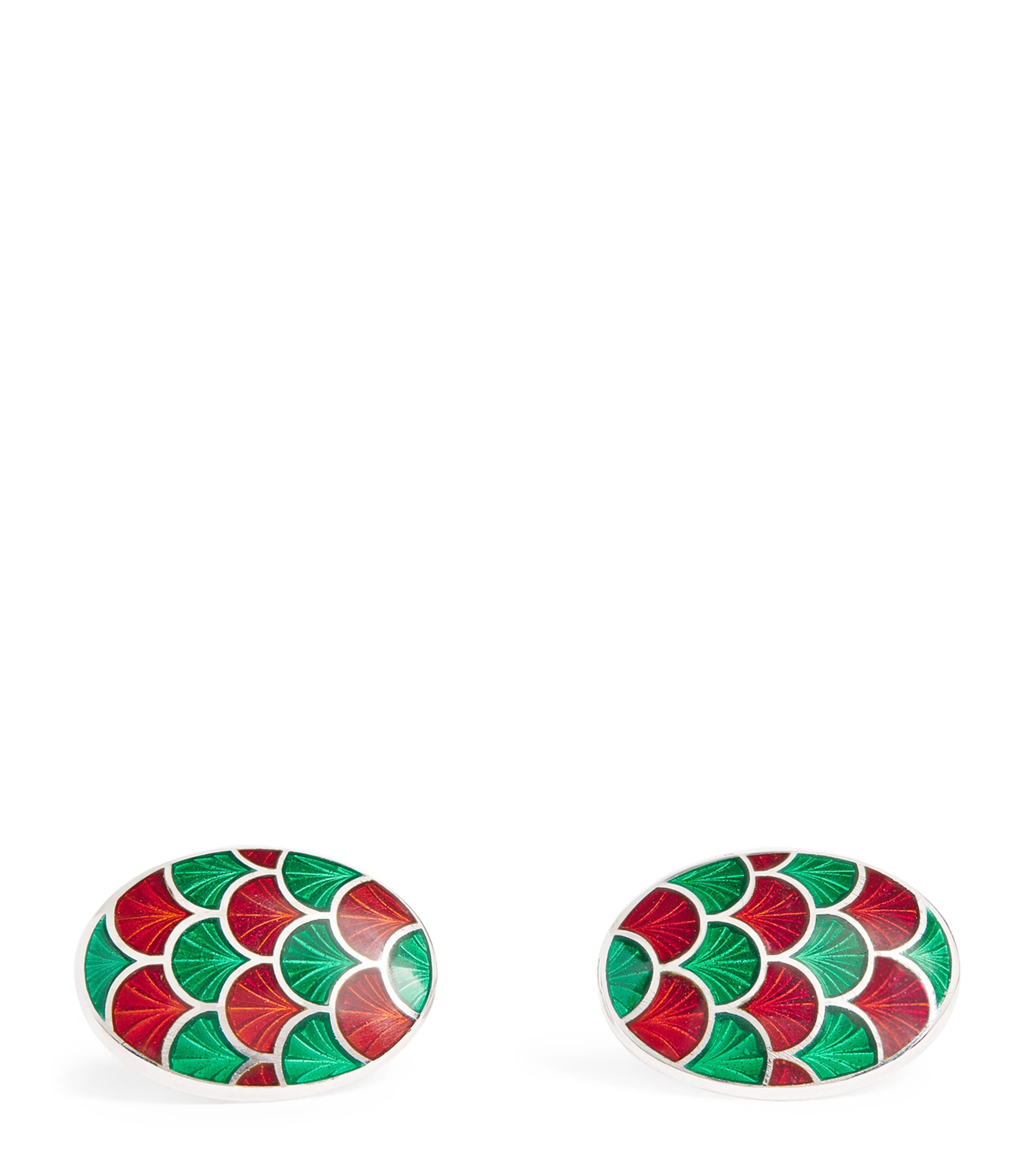 Sterling Silver and Enamel Oval Cufflinks