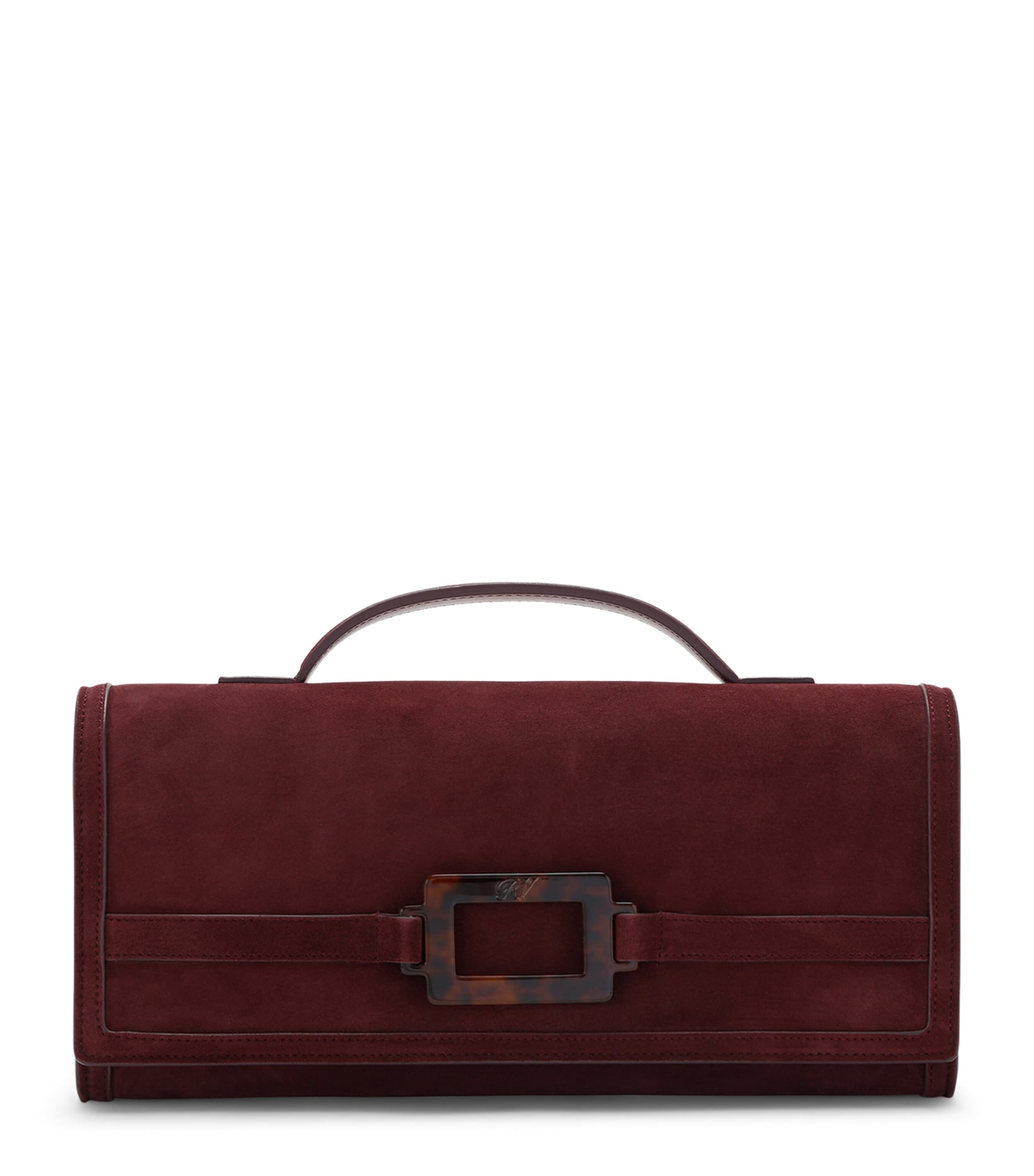 Roger Vivier Suede Belle Vivier Top-Handle Bag Wine