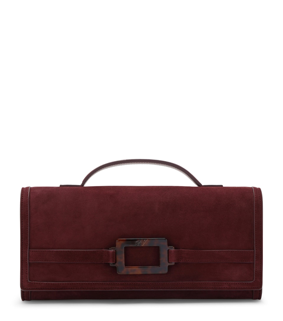 Roger Vivier Suede Belle Vivier Top-Handle Bag Wine