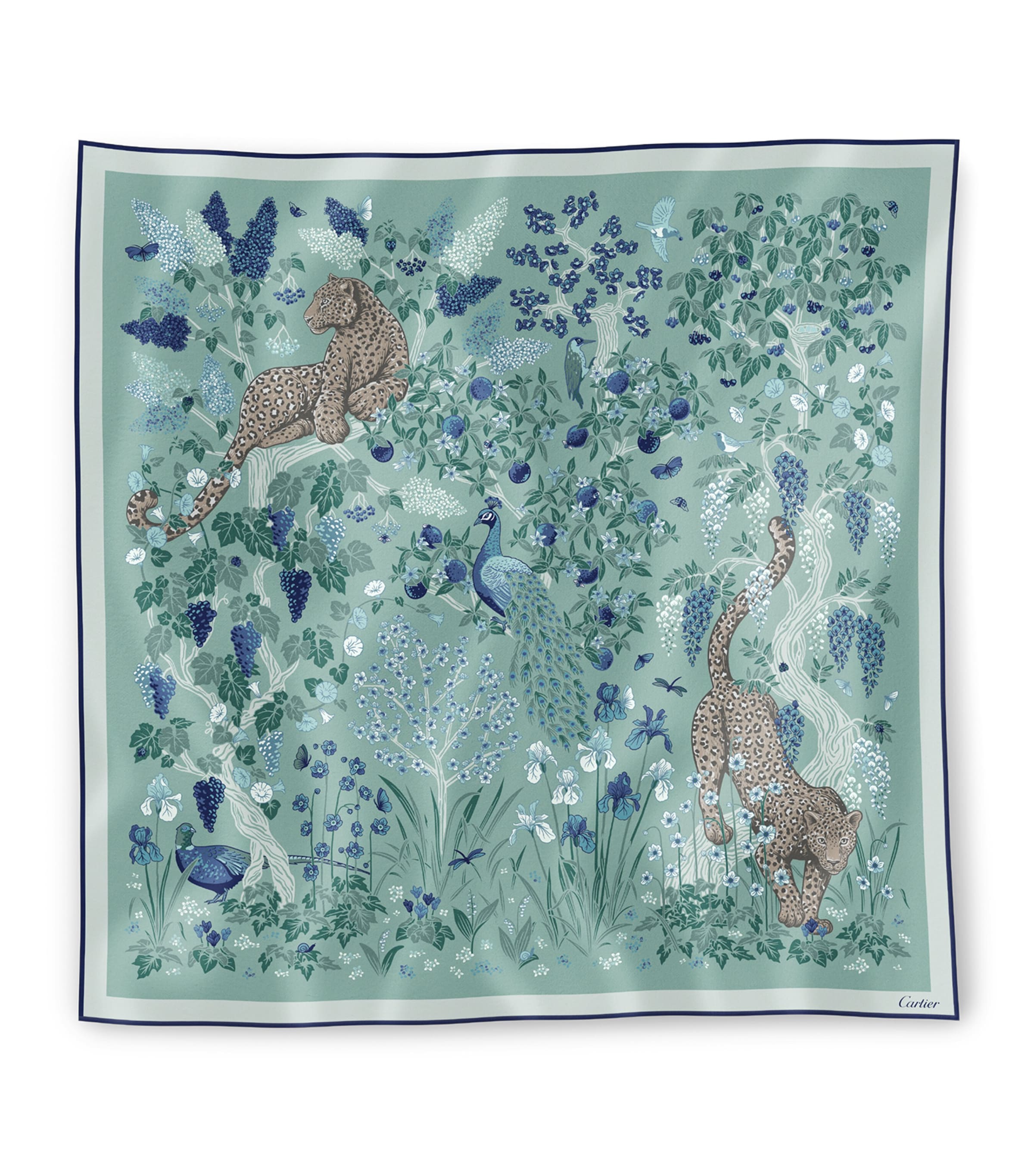 Silk Blooming Panthère Square Scarf