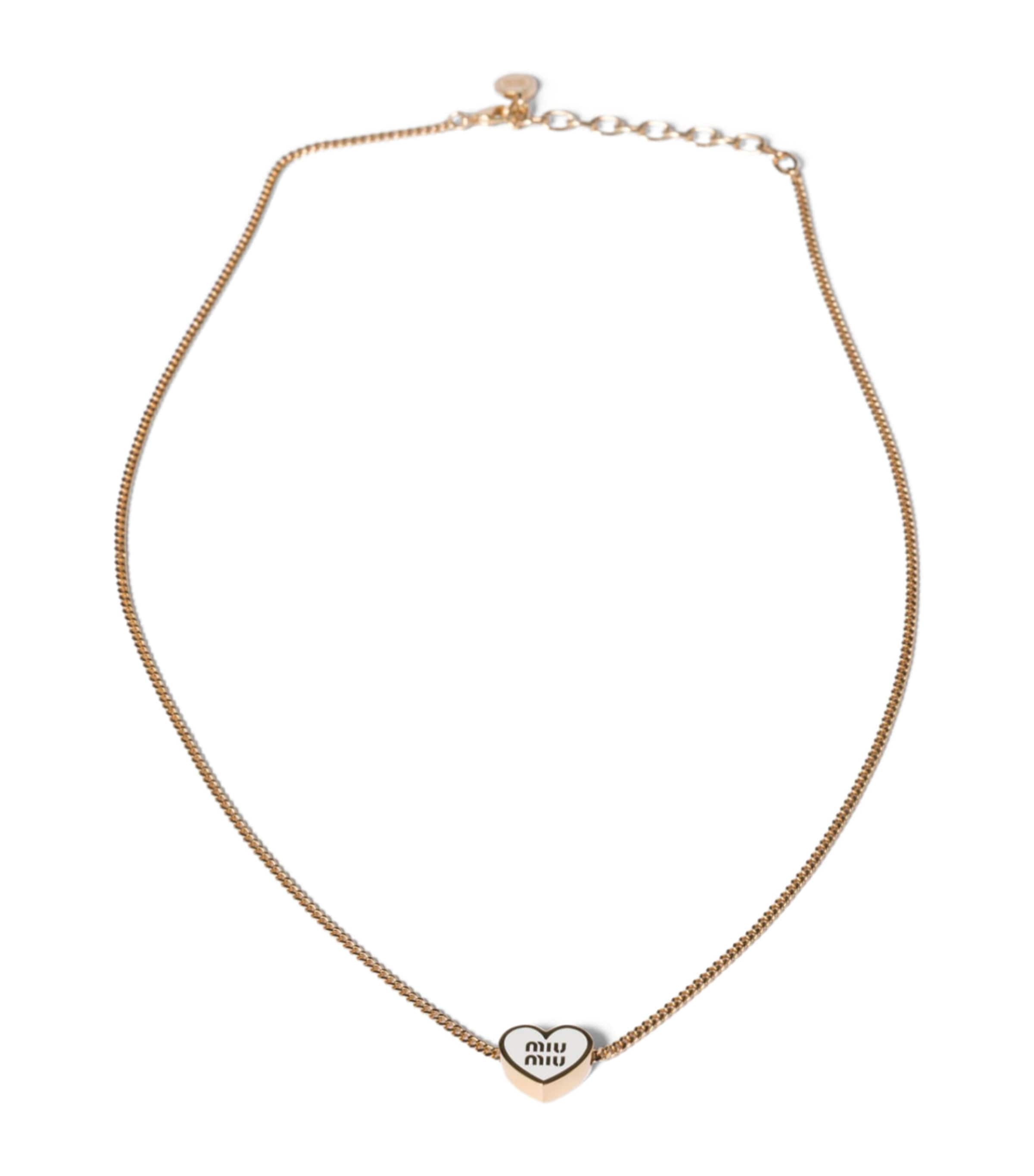 Miu Miu Enamel Heart Pendant Necklace Gold/silver