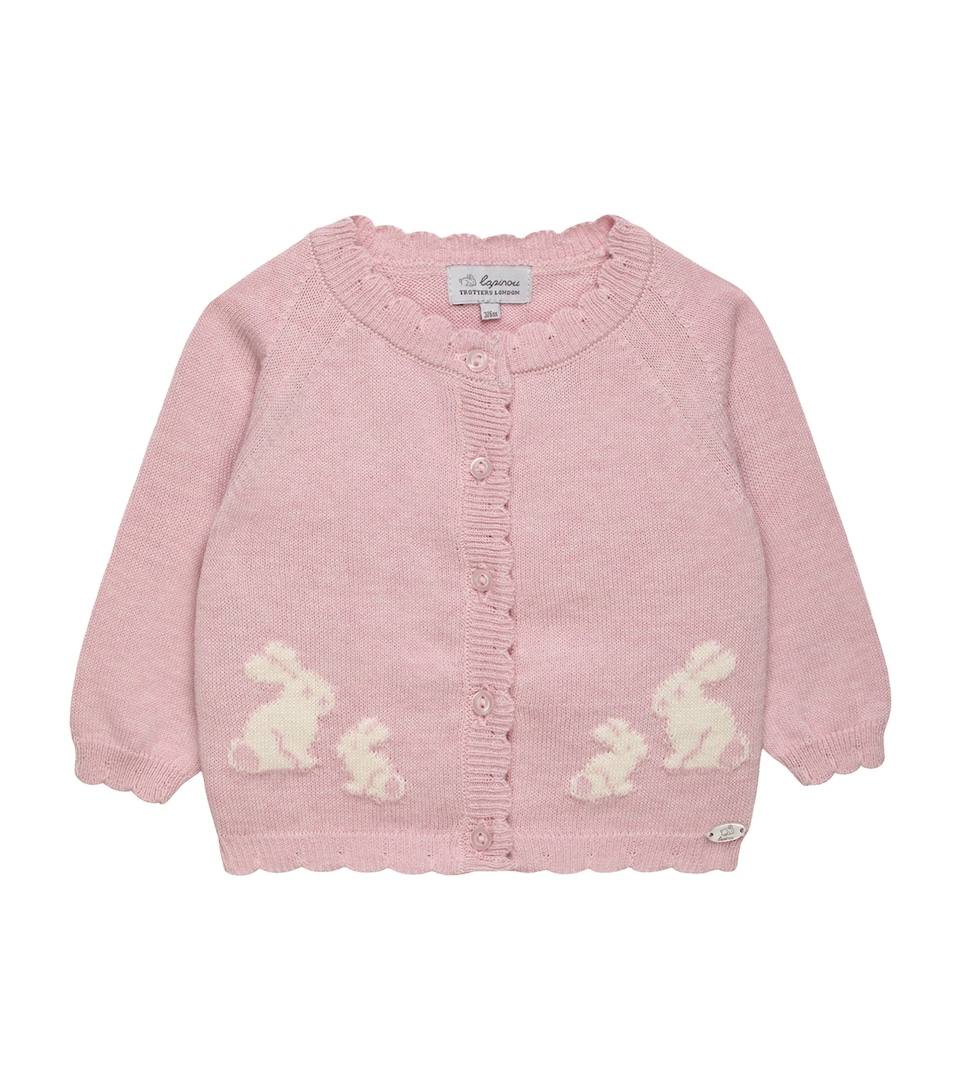 Trotters Cotton Bunny Cardigan (0-12 Months) Pale Pink