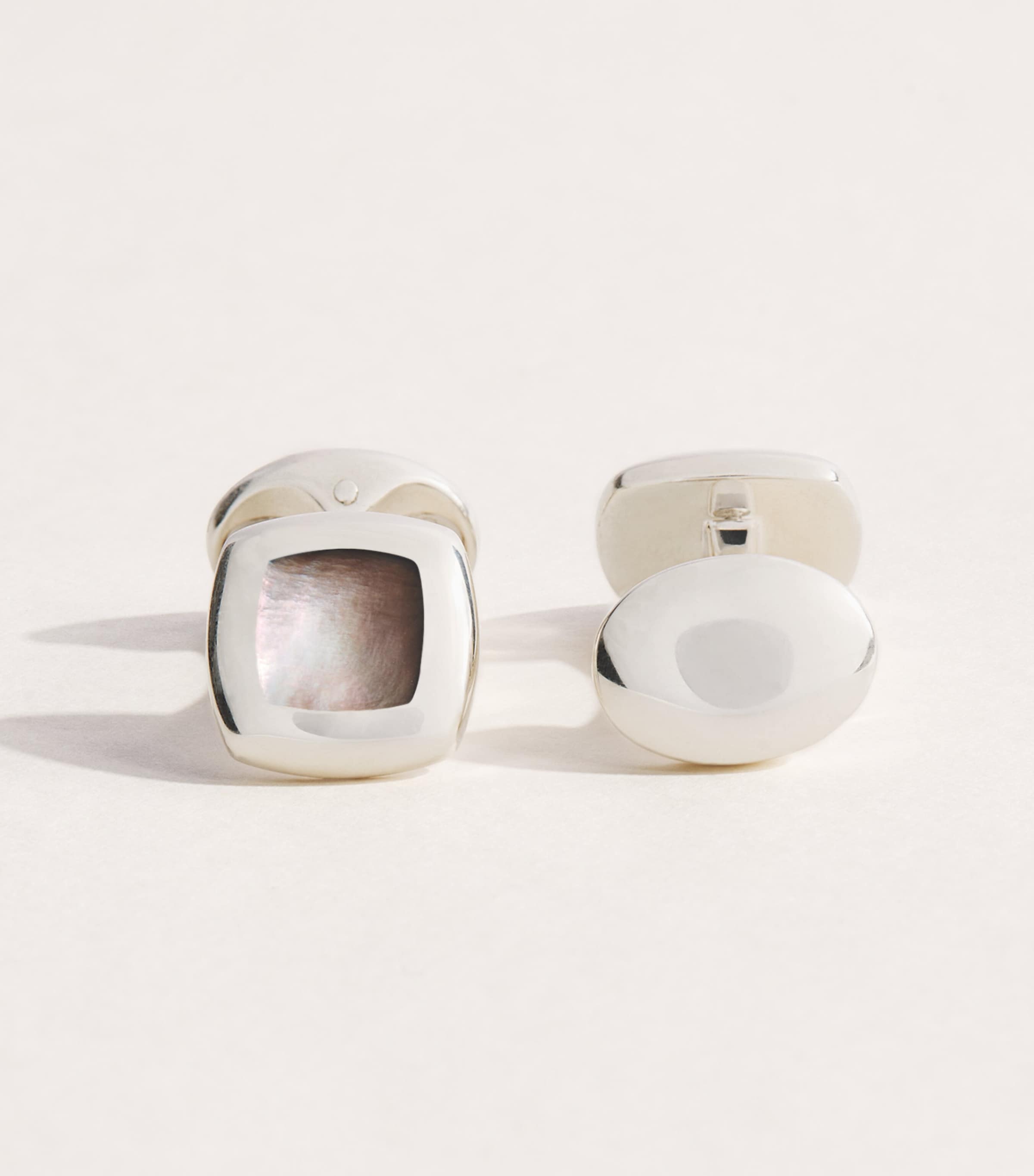 Deakin & Francis Sterling Silver and Mother of Pearl Cushion Cufflinks Silver